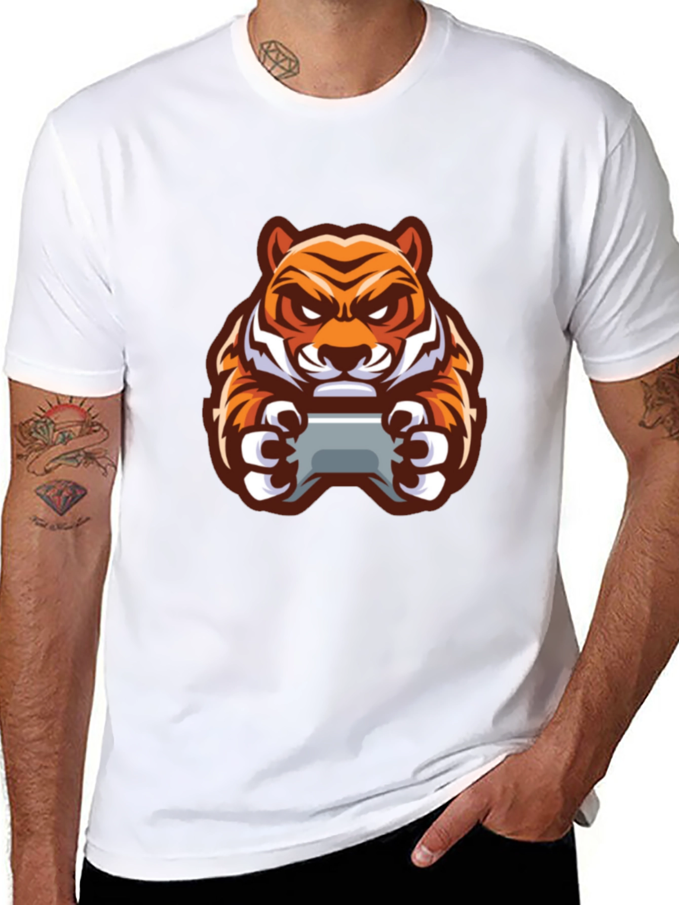 Gaming Tiger Graphic T-Shirt - Black