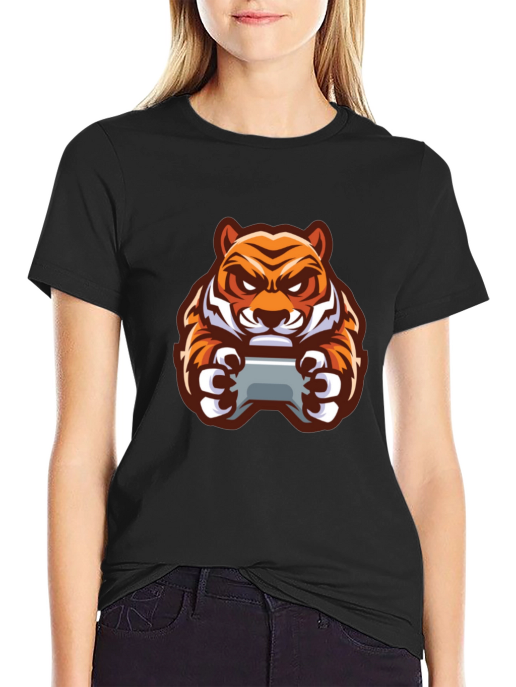 Gaming Tiger Graphic T-Shirt - Black