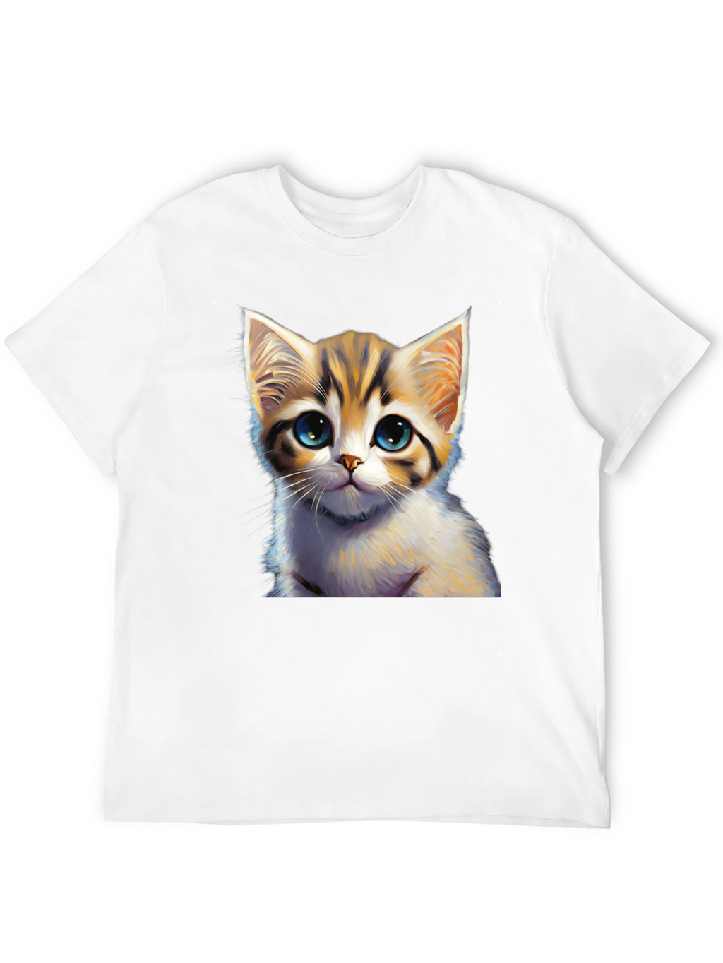 Cute Kitten Graphic Print Black T-Shirt