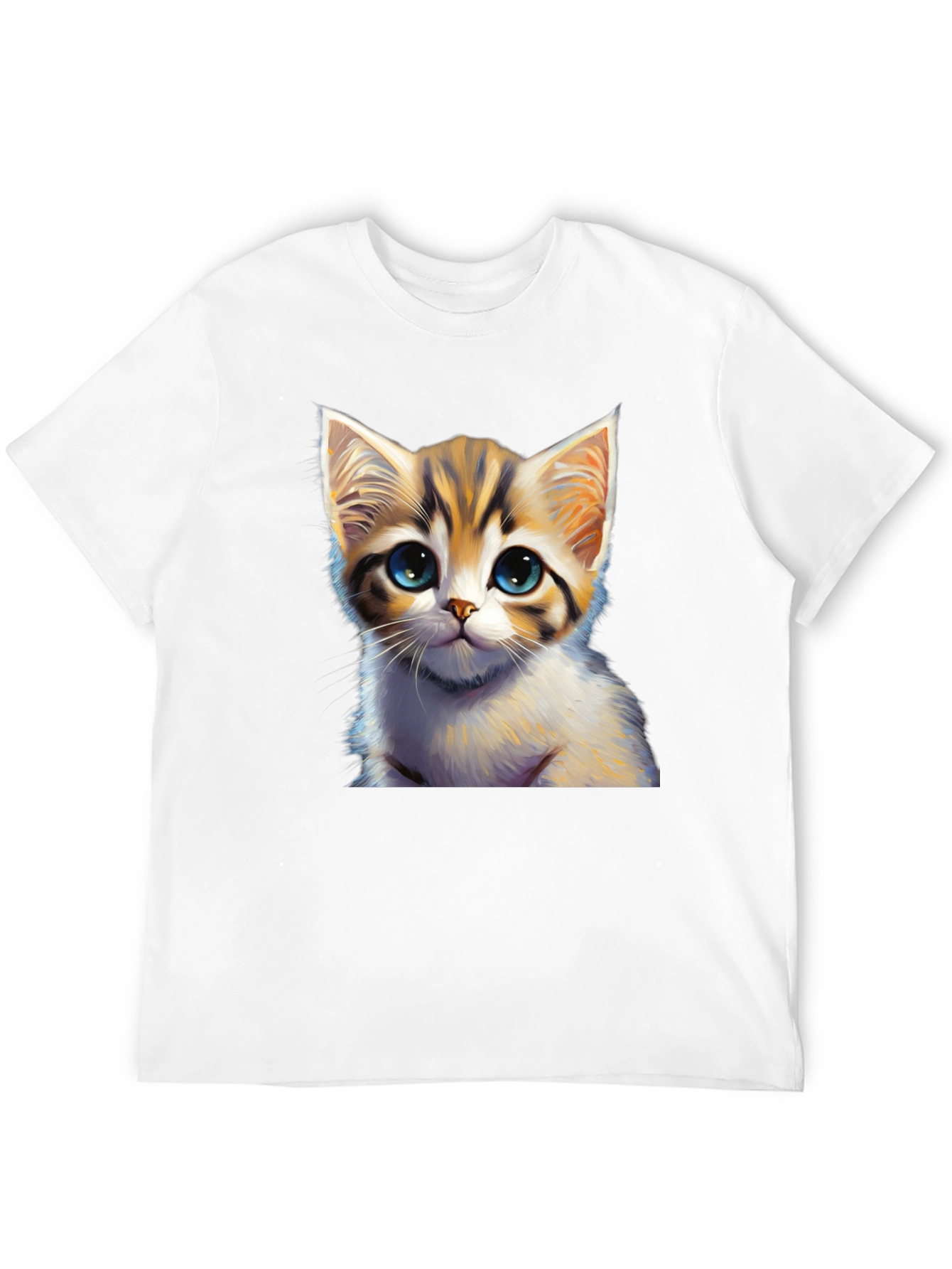 Cute Kitten Graphic Print Black T-Shirt