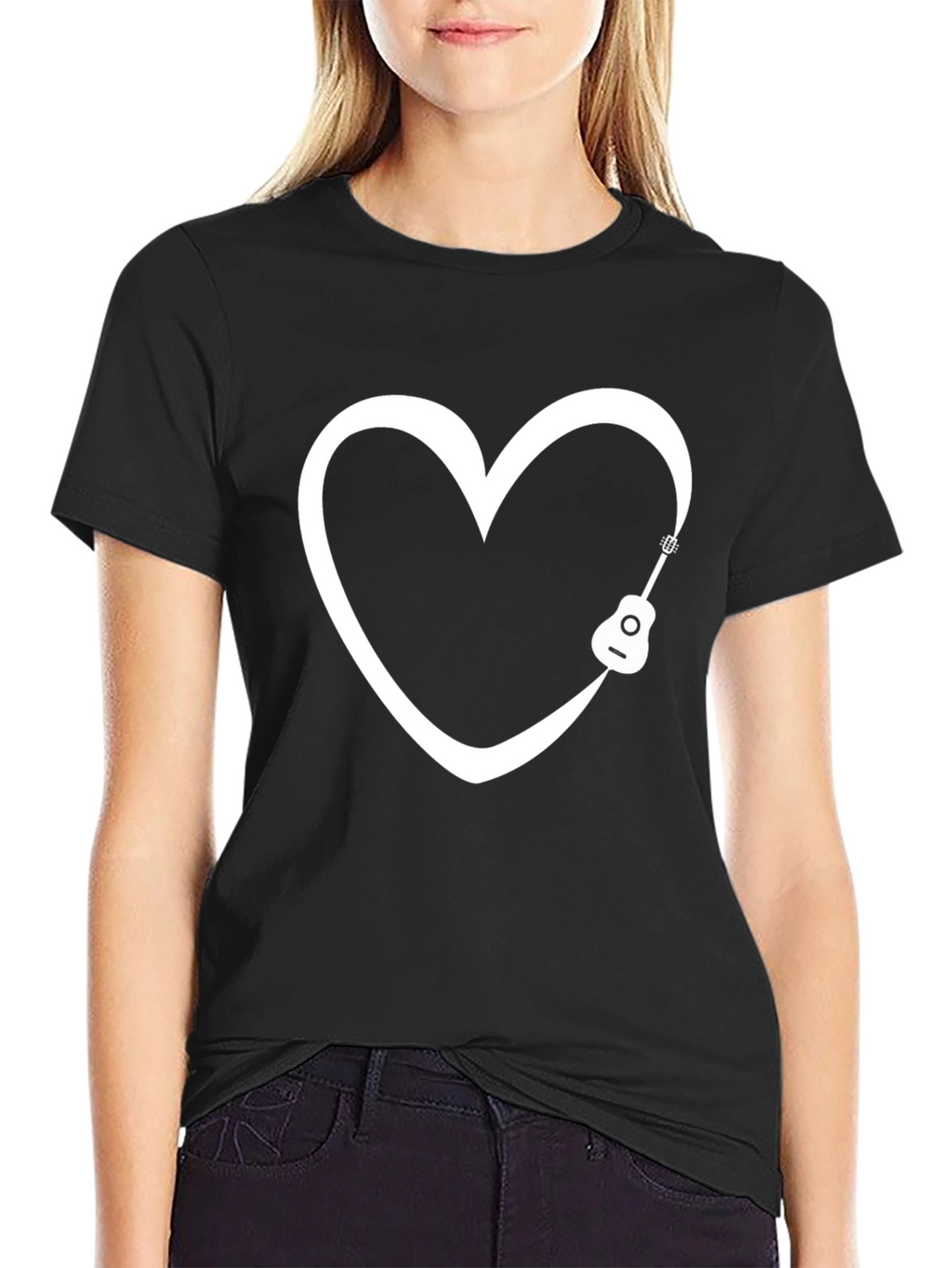 Heart Guitar Graphic Tee - Musicians Love T-Shirt
