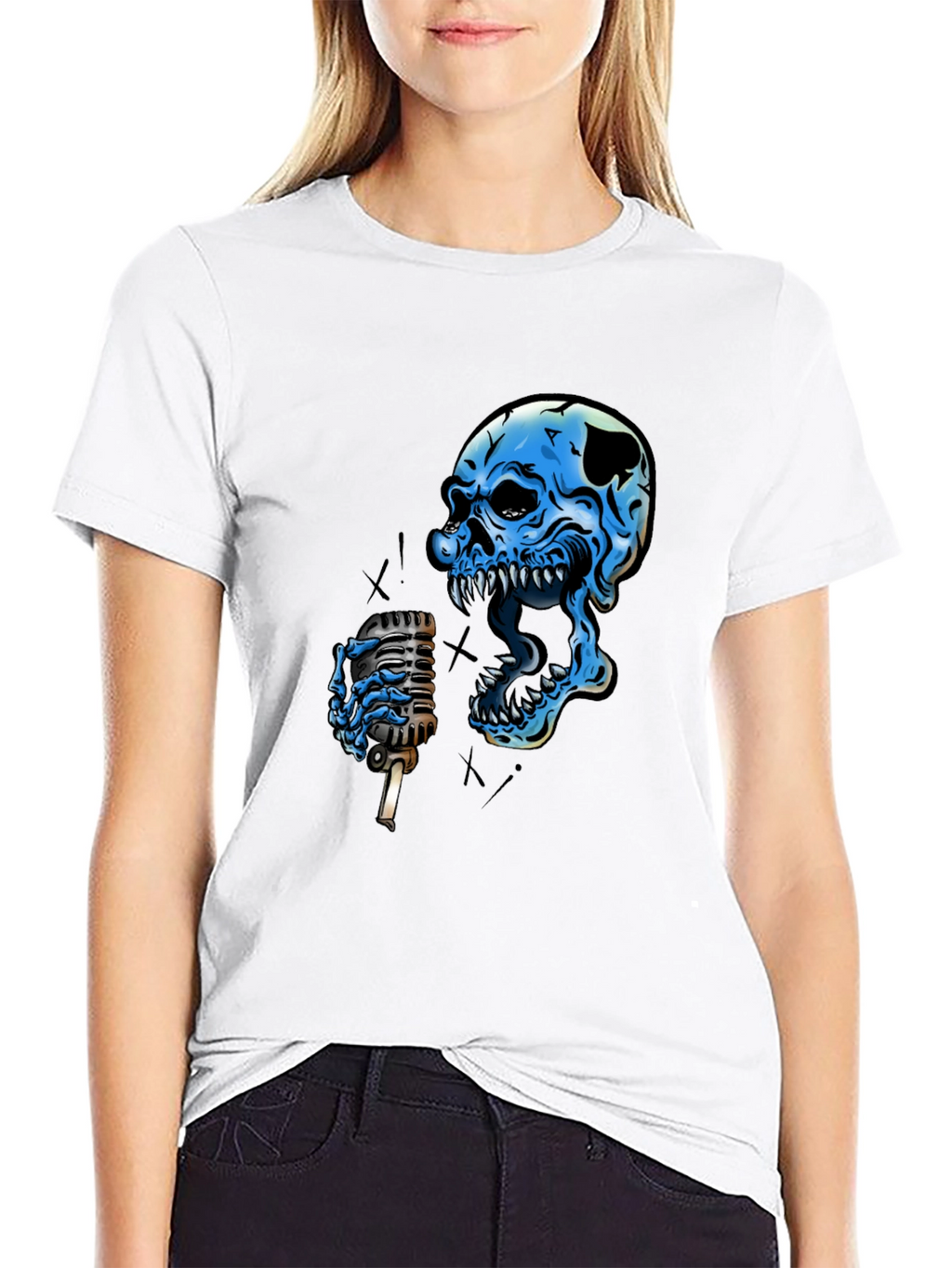 Skull Singer Graphic Black T-Shirt