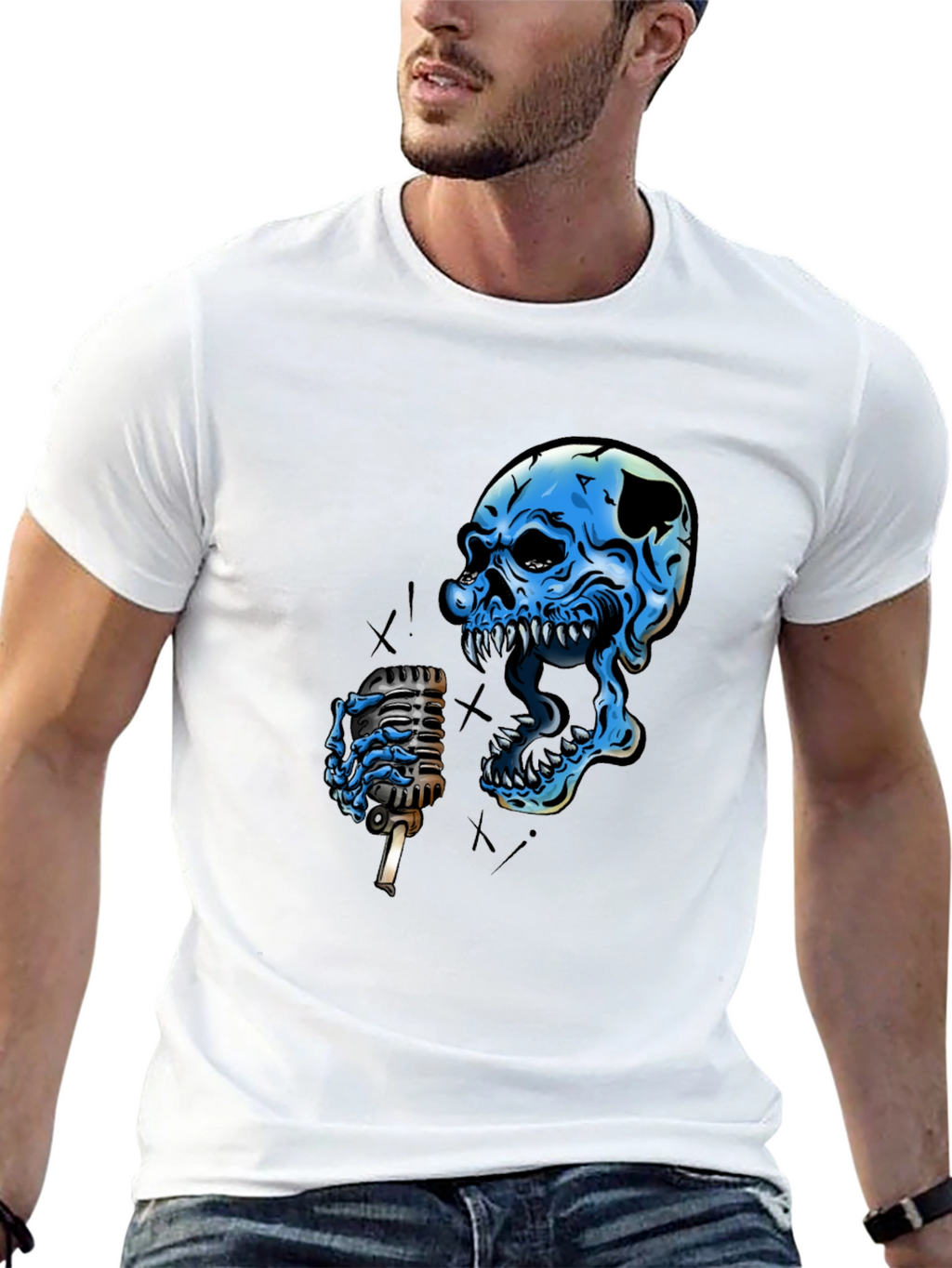 Skull Singer Graphic Black T-Shirt