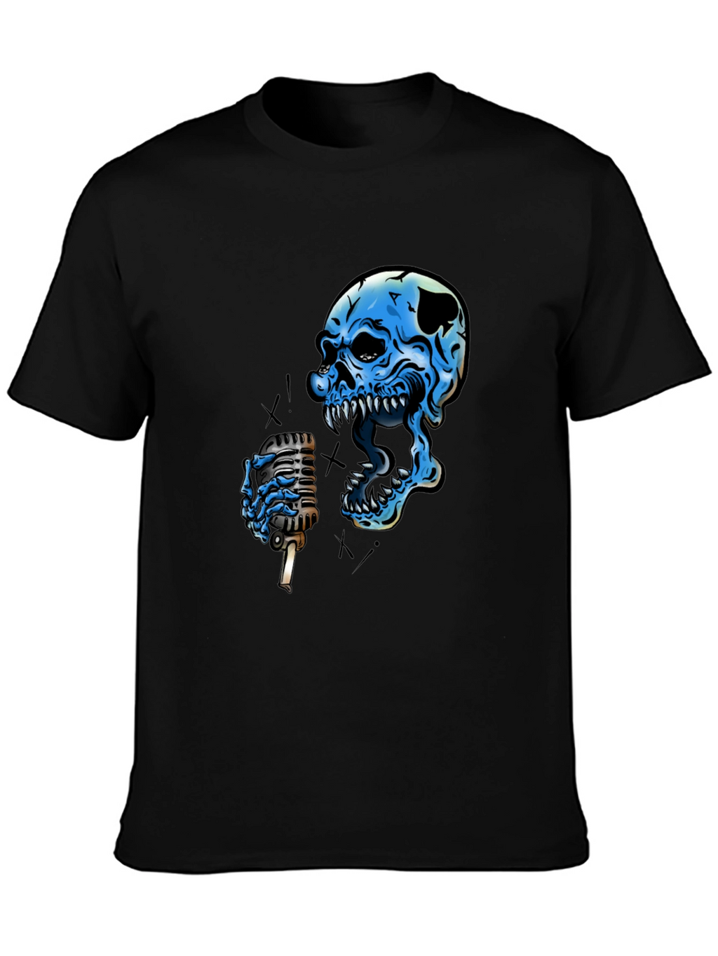 Skull Singer Graphic Black T-Shirt