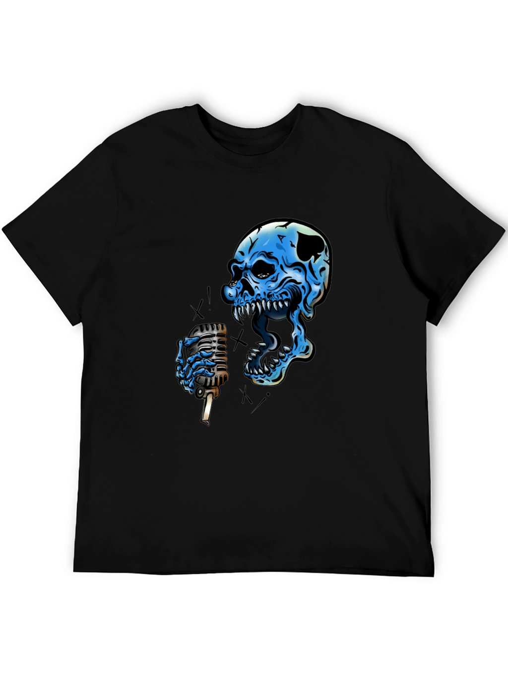 Skull Singer Graphic Black T-Shirt