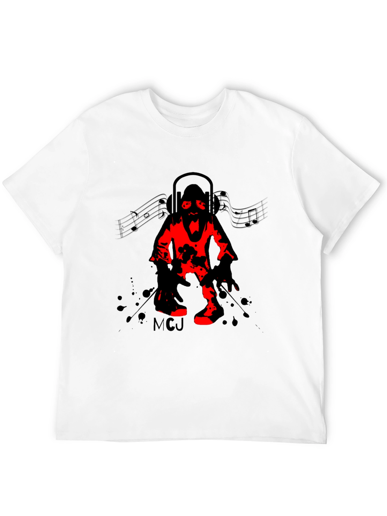 DJ Zombie Graphic Tee - Black Crew Neck T-Shirt