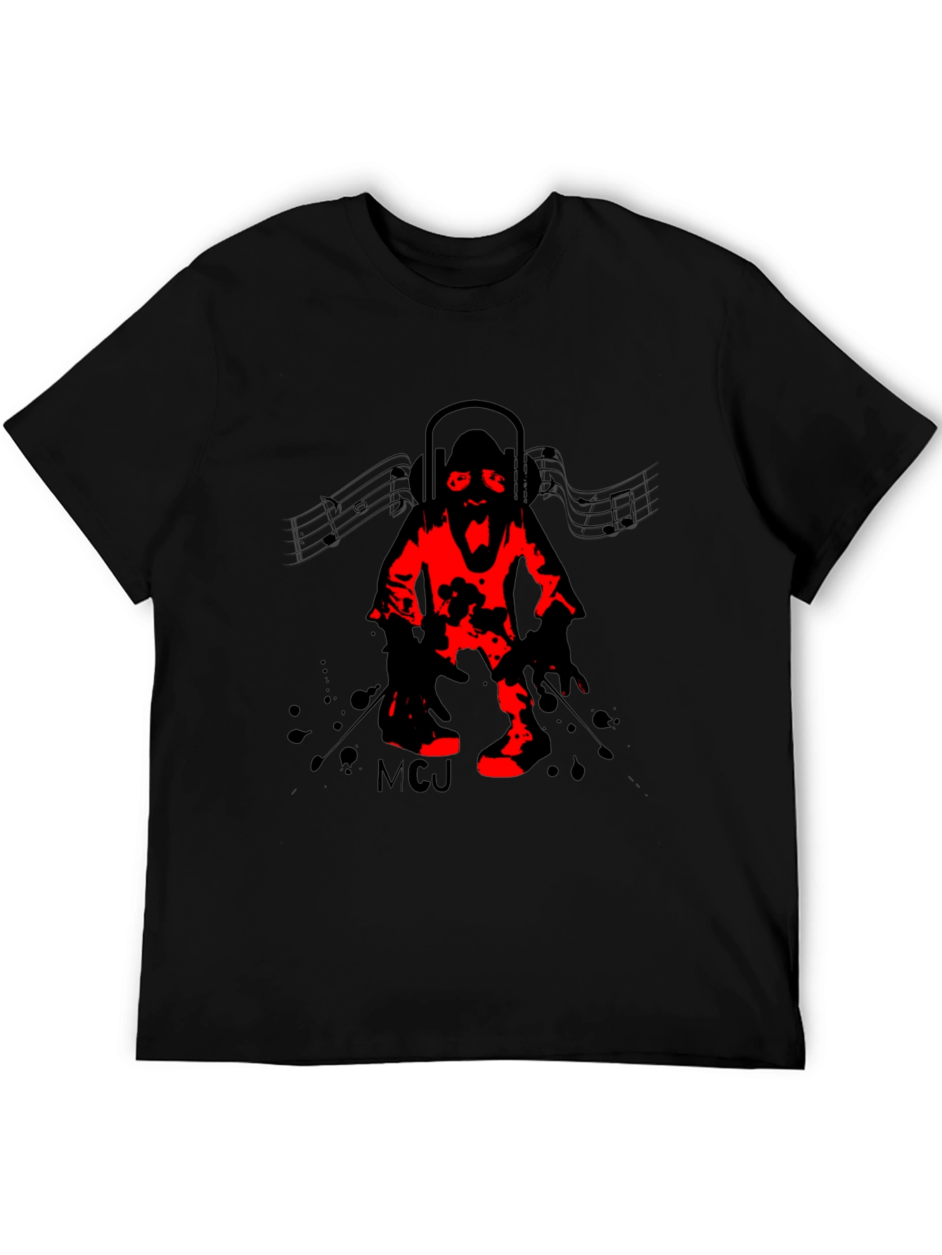 DJ Zombie Graphic Tee - Black Crew Neck T-Shirt