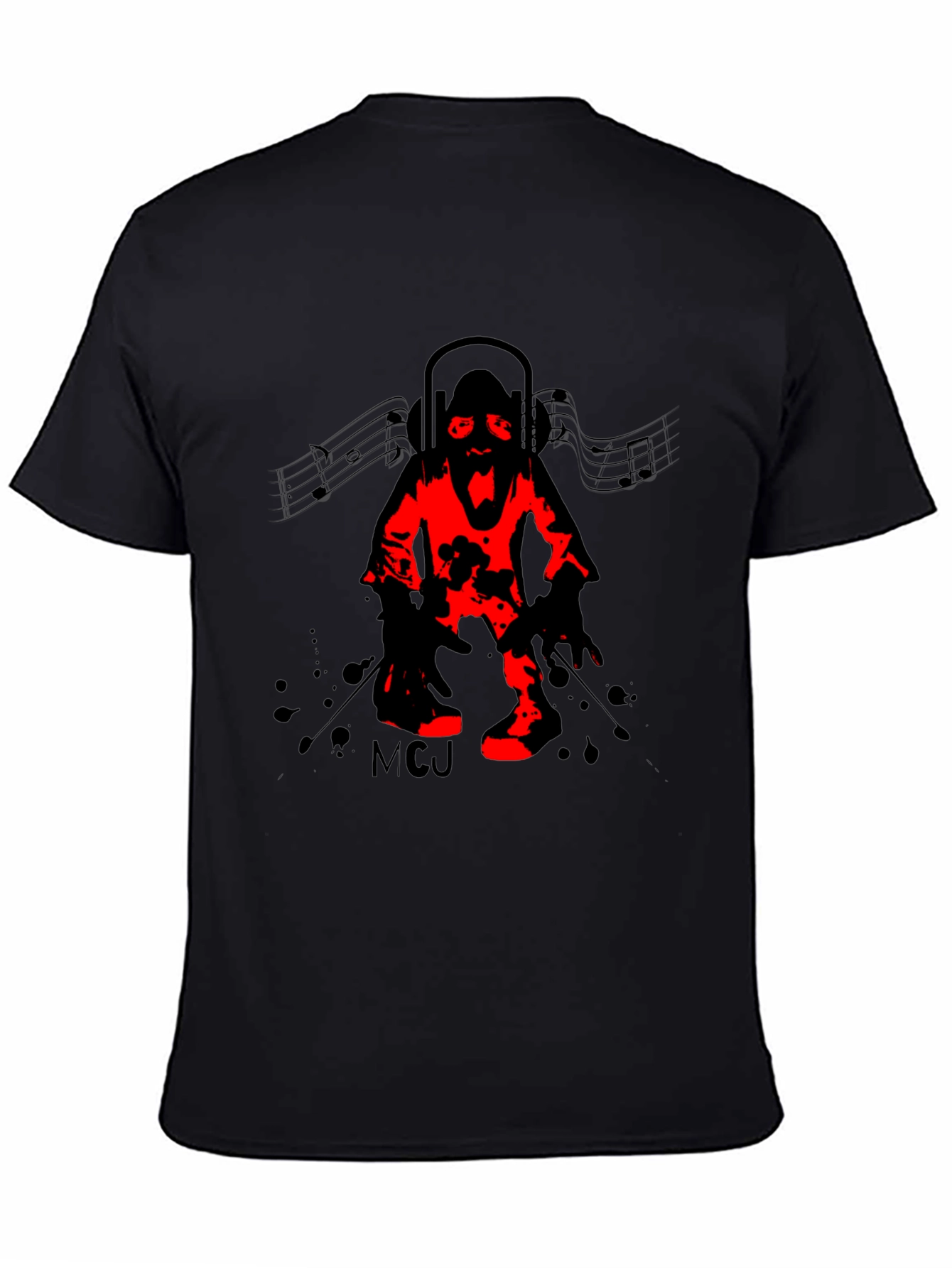 DJ Zombie Graphic Tee - Black Crew Neck T-Shirt