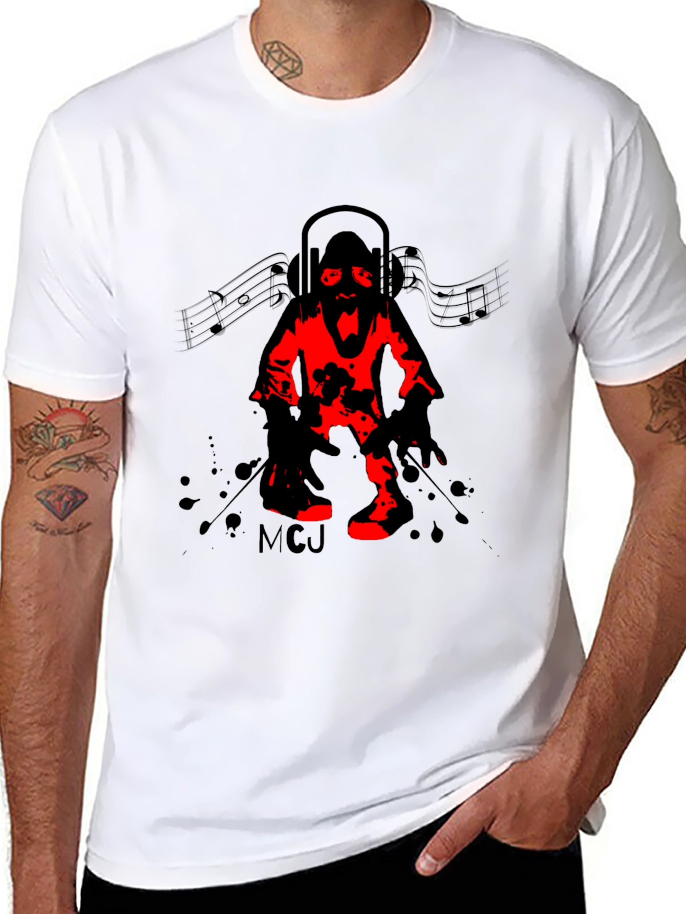 DJ Zombie Graphic Tee - Black Crew Neck T-Shirt