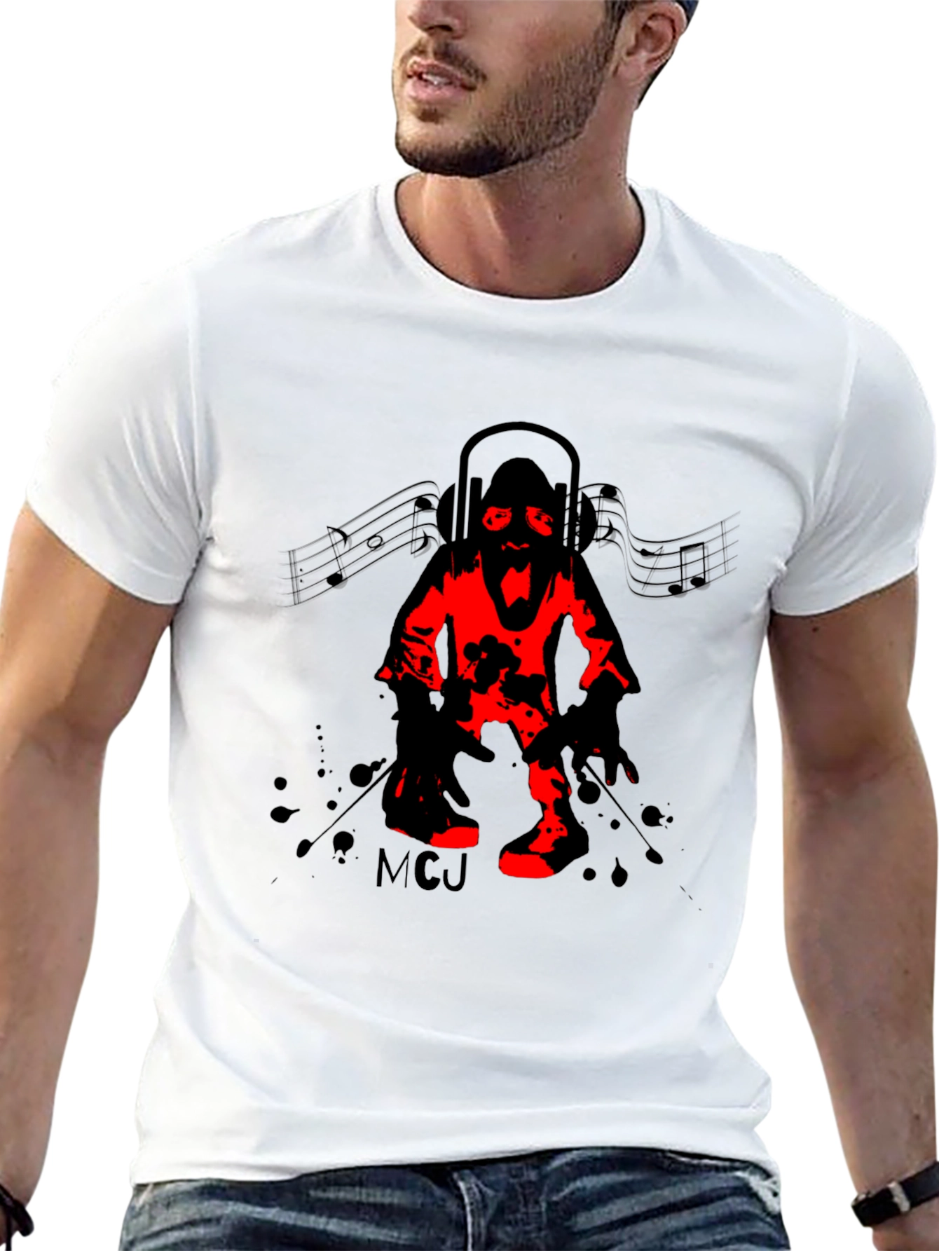 DJ Zombie Graphic Tee - Black Crew Neck T-Shirt