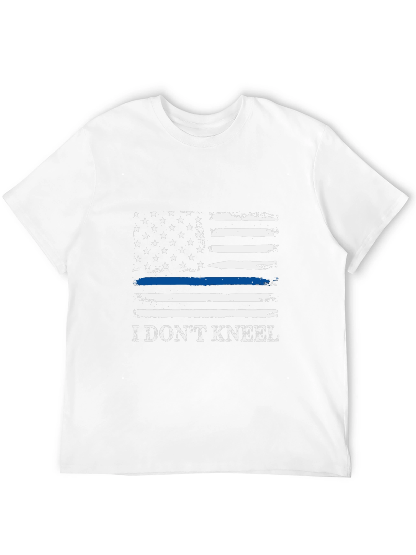 I Dont Kneel Thin Blue Line American Flag T-Shirt