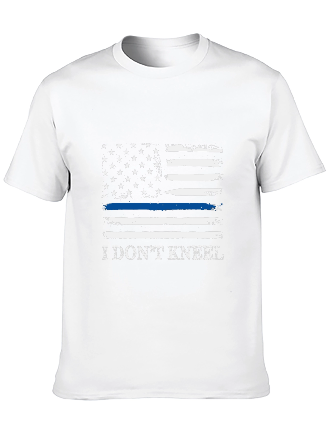 I Dont Kneel Thin Blue Line American Flag T-Shirt