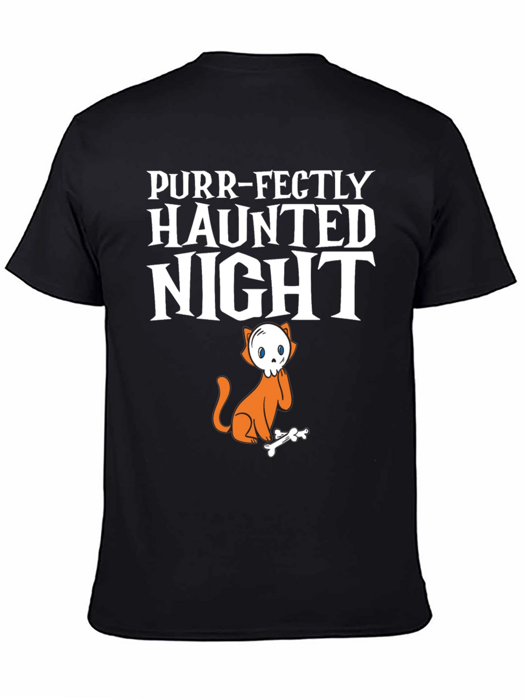 Purr-Fectly Haunted Night Halloween Cat T-Shirt