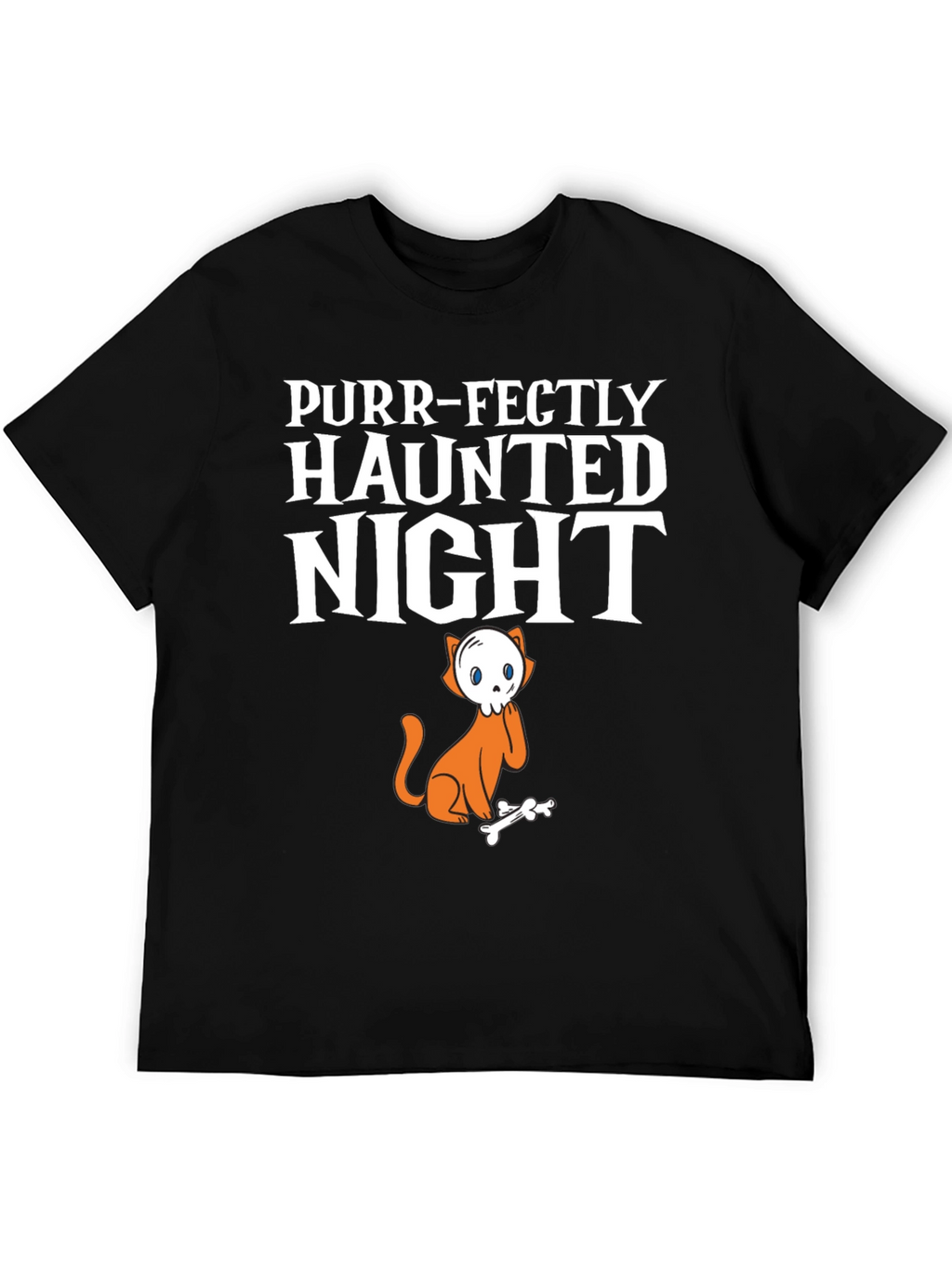 Purr-Fectly Haunted Night Halloween Cat T-Shirt