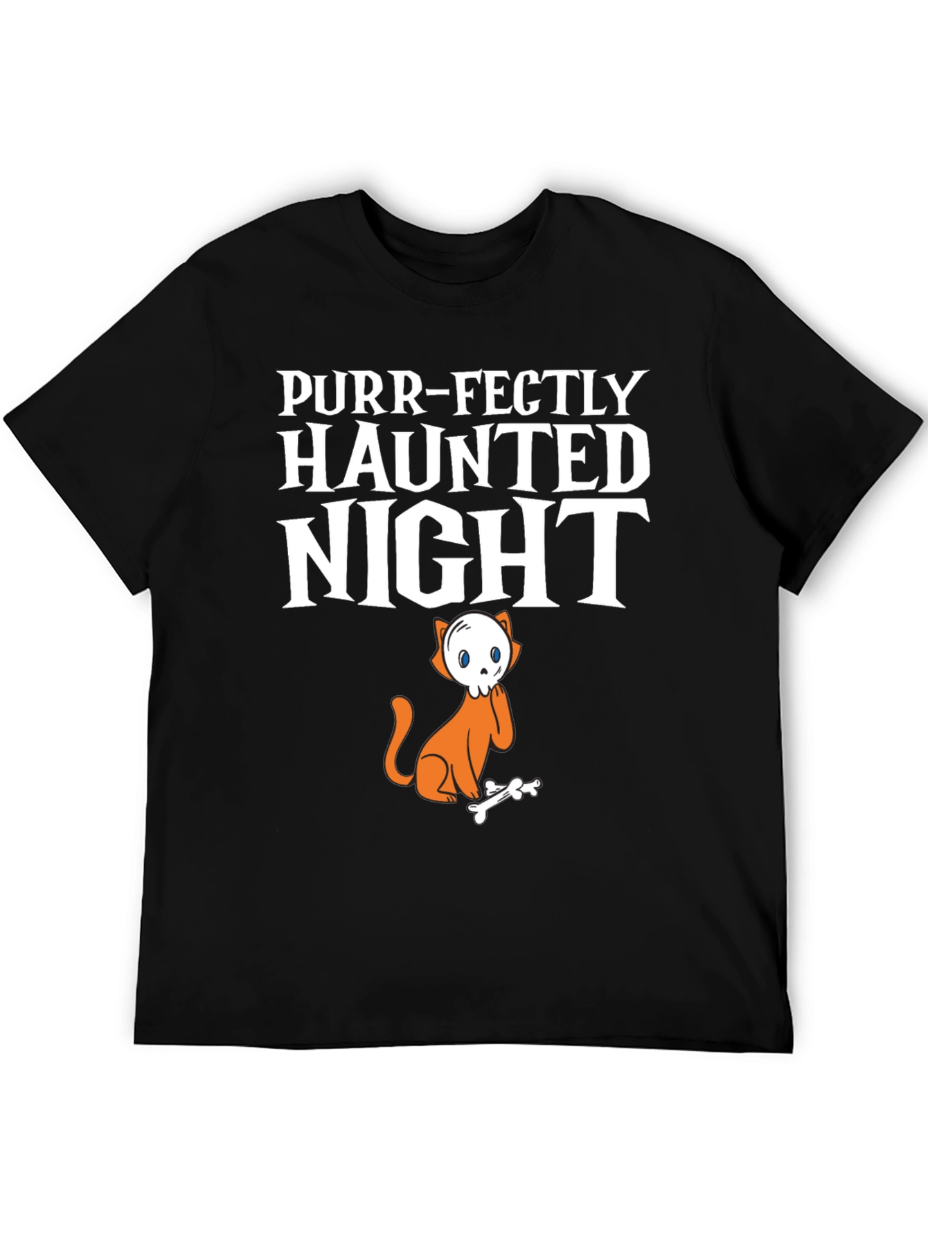 Purr-Fectly Haunted Night Halloween Cat T-Shirt