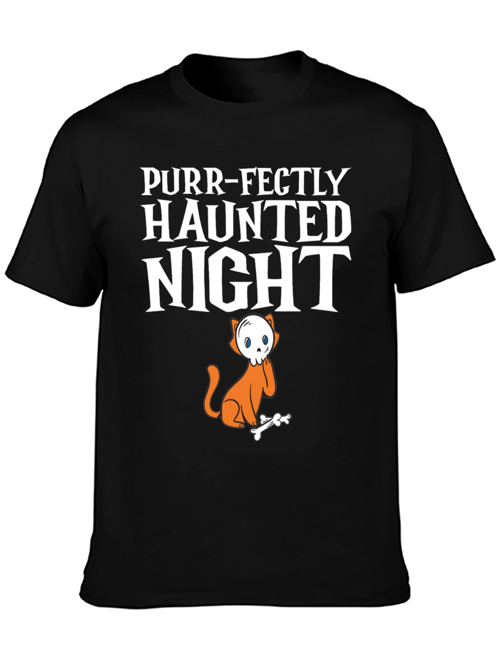Purr-Fectly Haunted Night Halloween Cat T-Shirt