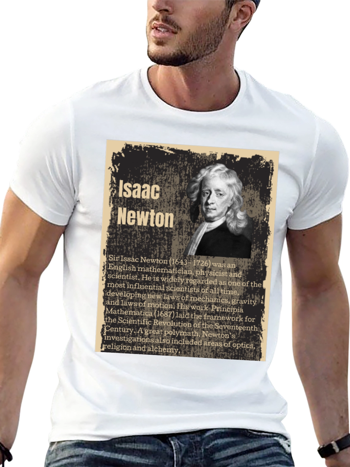Isaac Newton Portrait Graphic T-Shirt