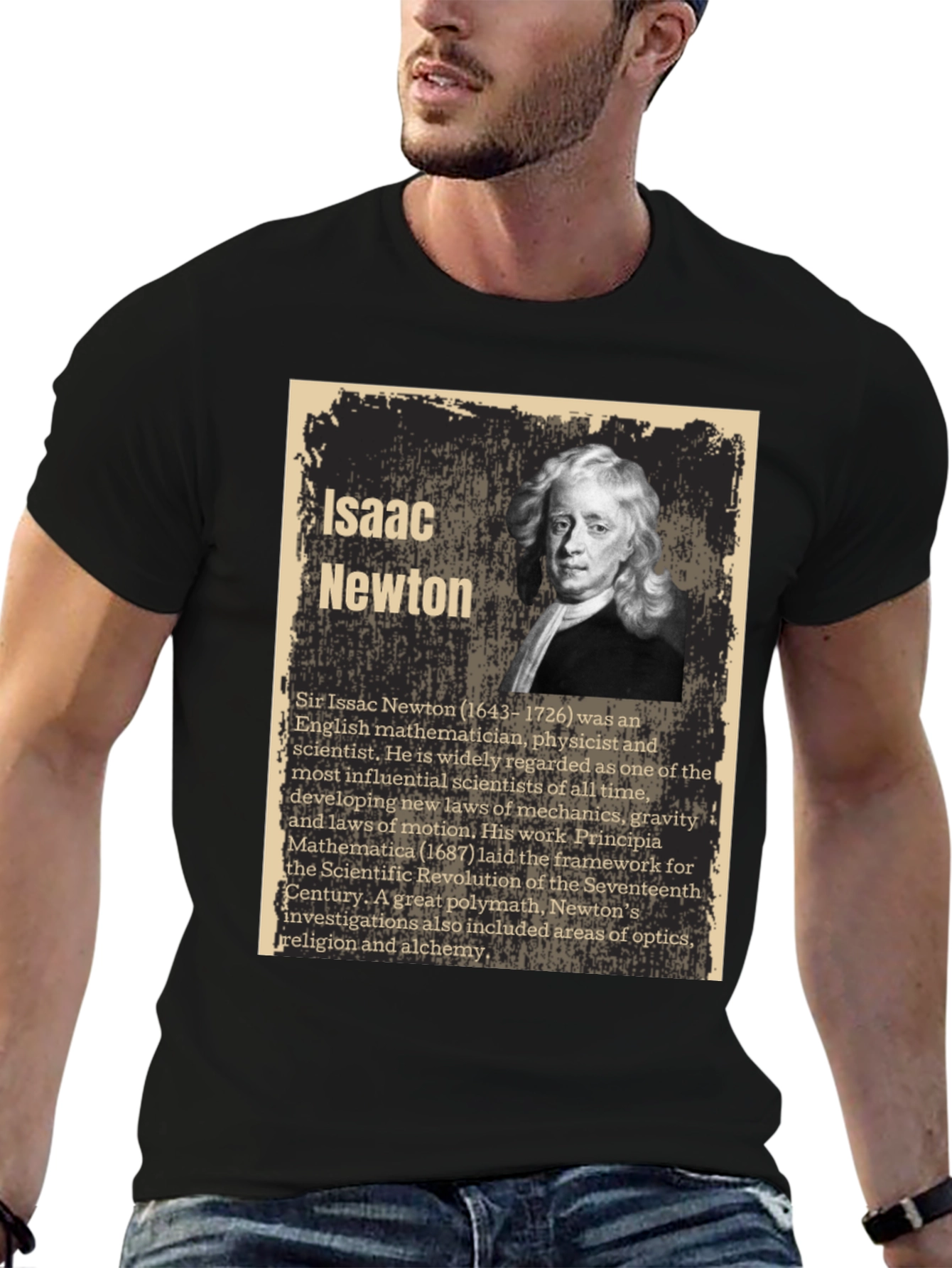Isaac Newton Portrait Graphic T-Shirt
