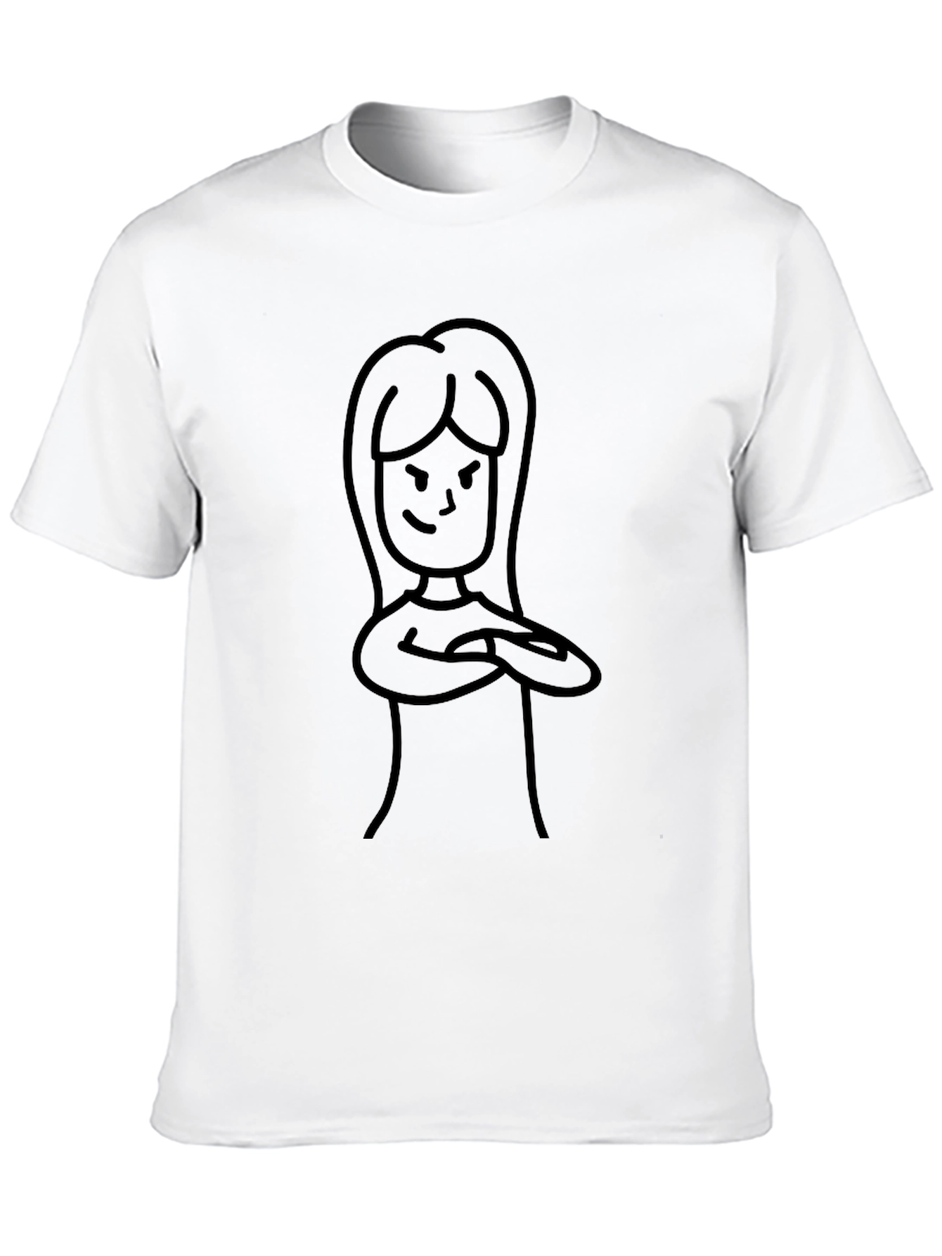 Cool Black T-Shirt with Cartoon Woman Graphic