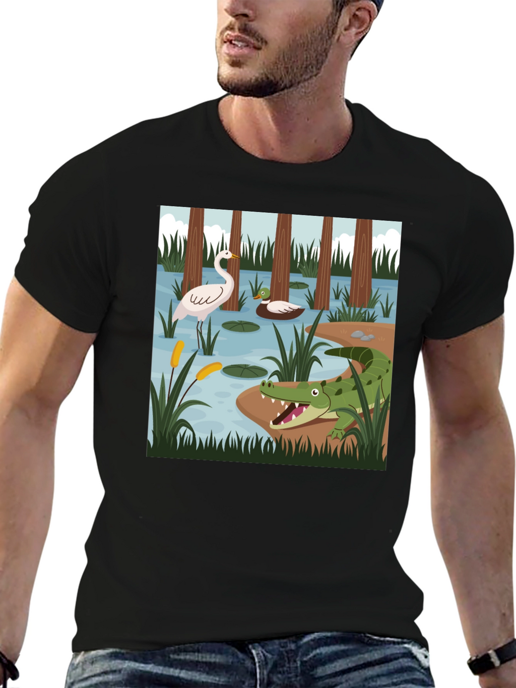 Swamp Life Graphic Tee - Mens Black T-Shirt