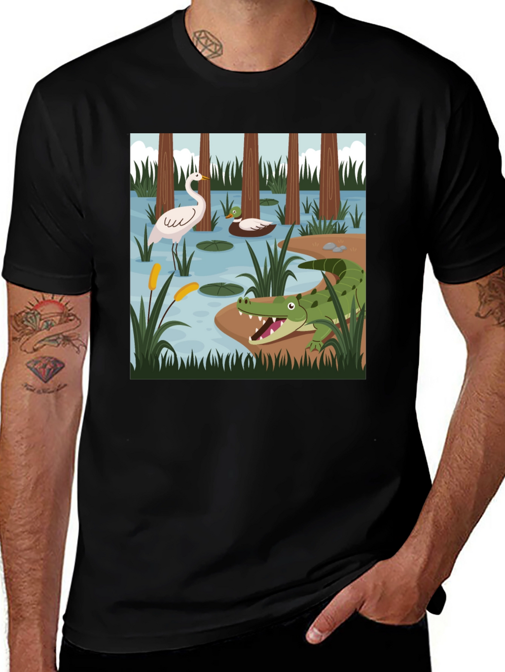 Swamp Life Graphic Tee - Mens Black T-Shirt