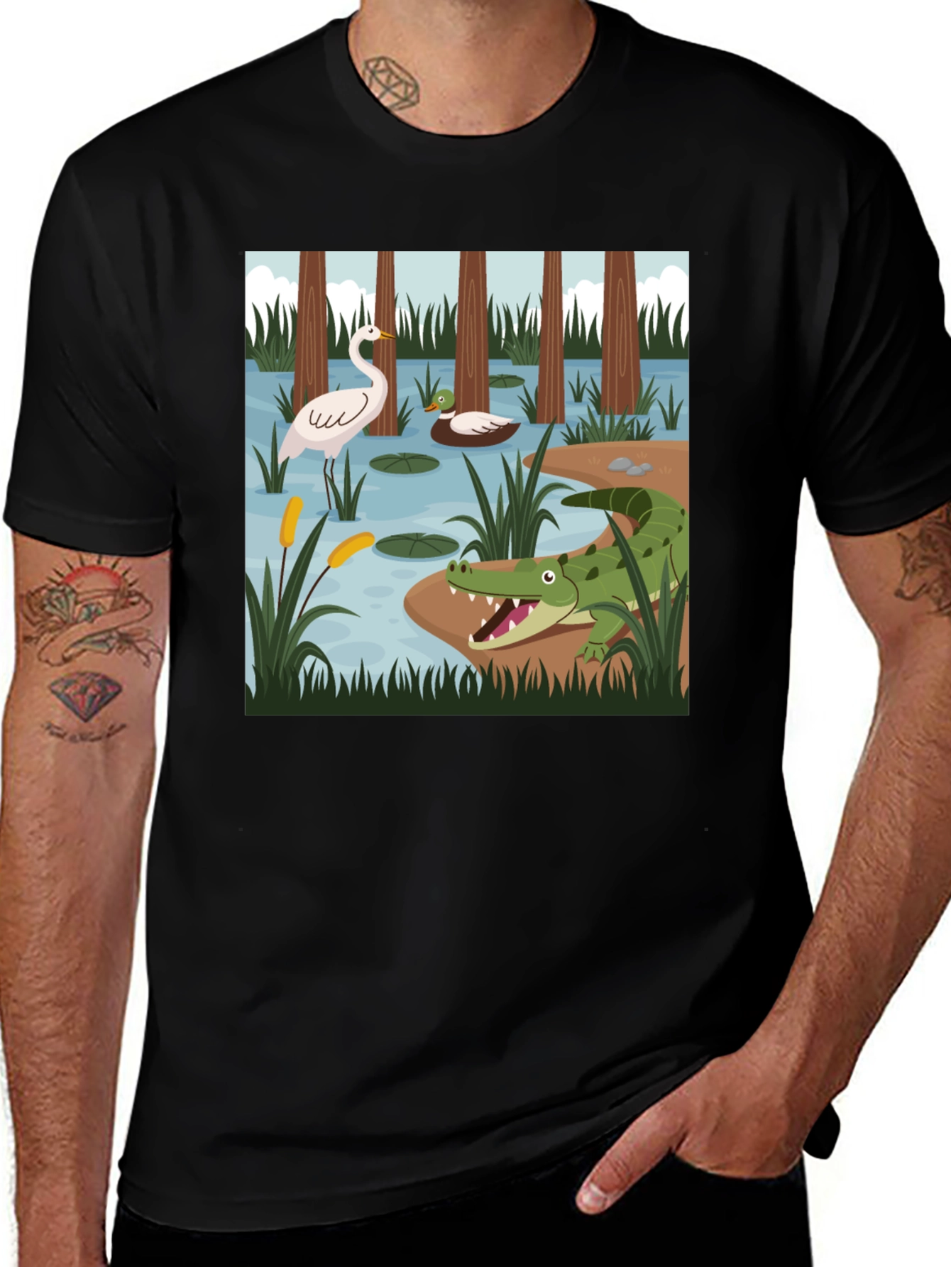 Swamp Life Graphic Tee - Mens Black T-Shirt