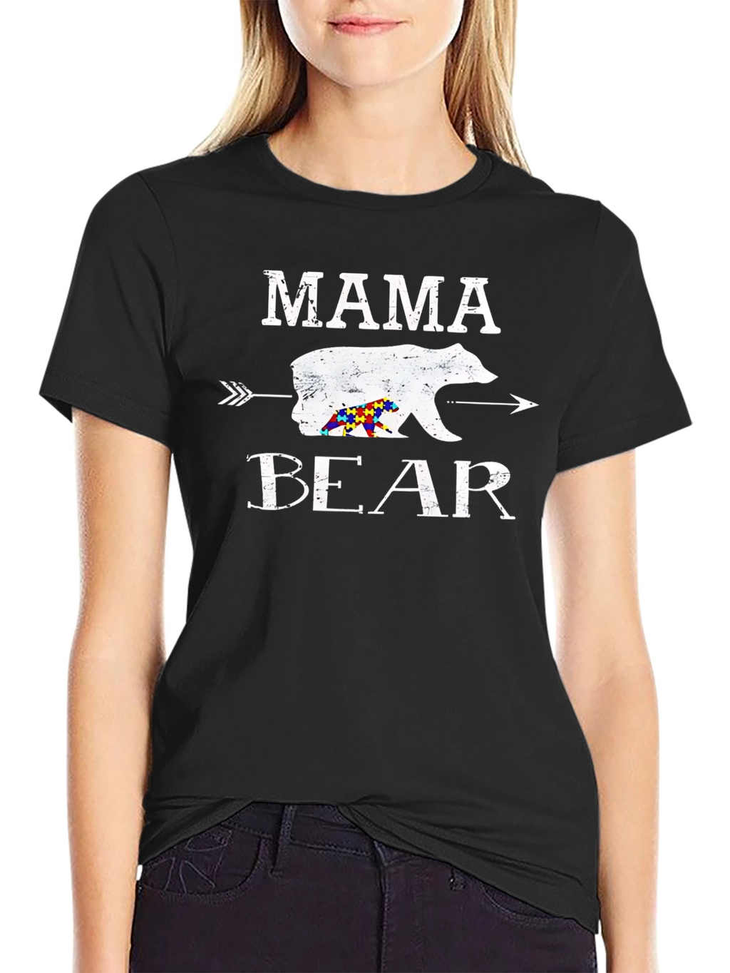 Mama Bear Autism Awareness T-Shirt - Black