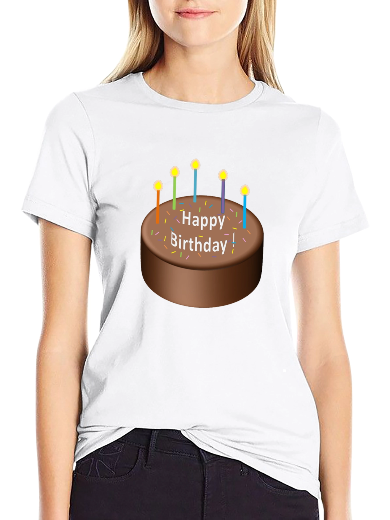 Happy Birthday Cake Graphic T-Shirt