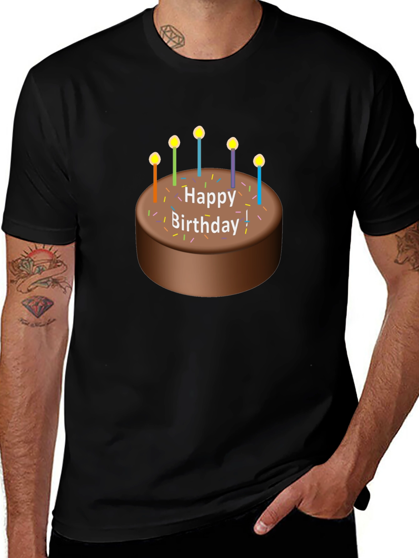 Happy Birthday Cake Graphic T-Shirt