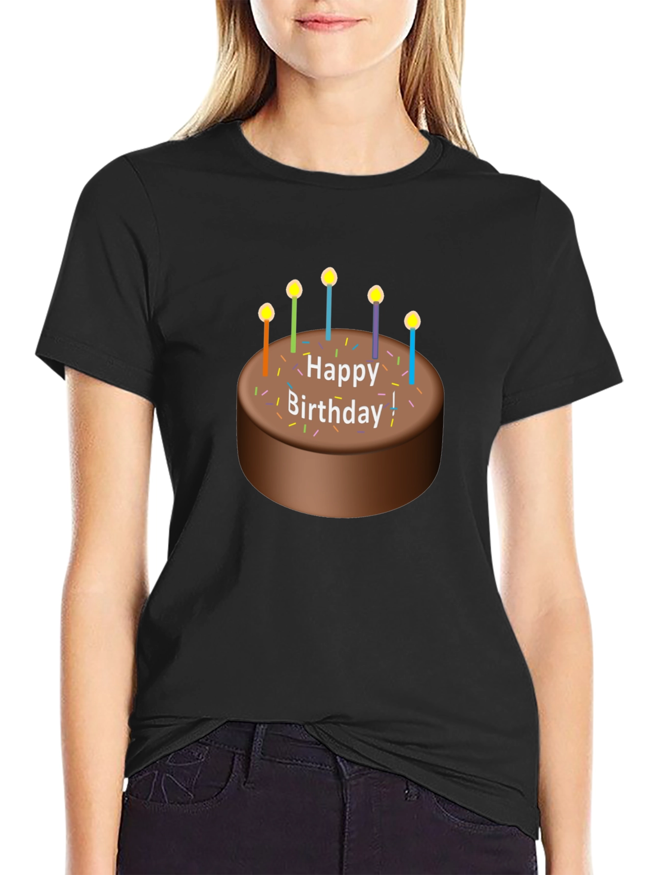 Happy Birthday Cake Graphic T-Shirt