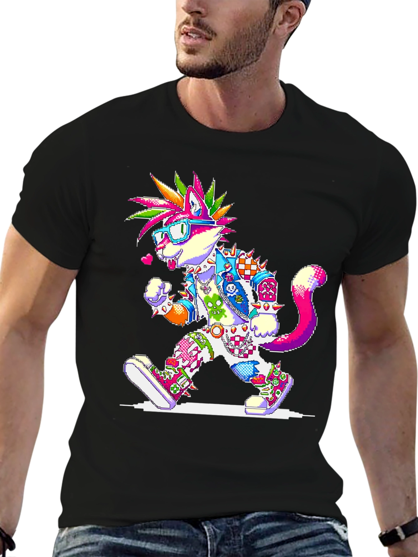 Pixel Punk Cat T-Shirt