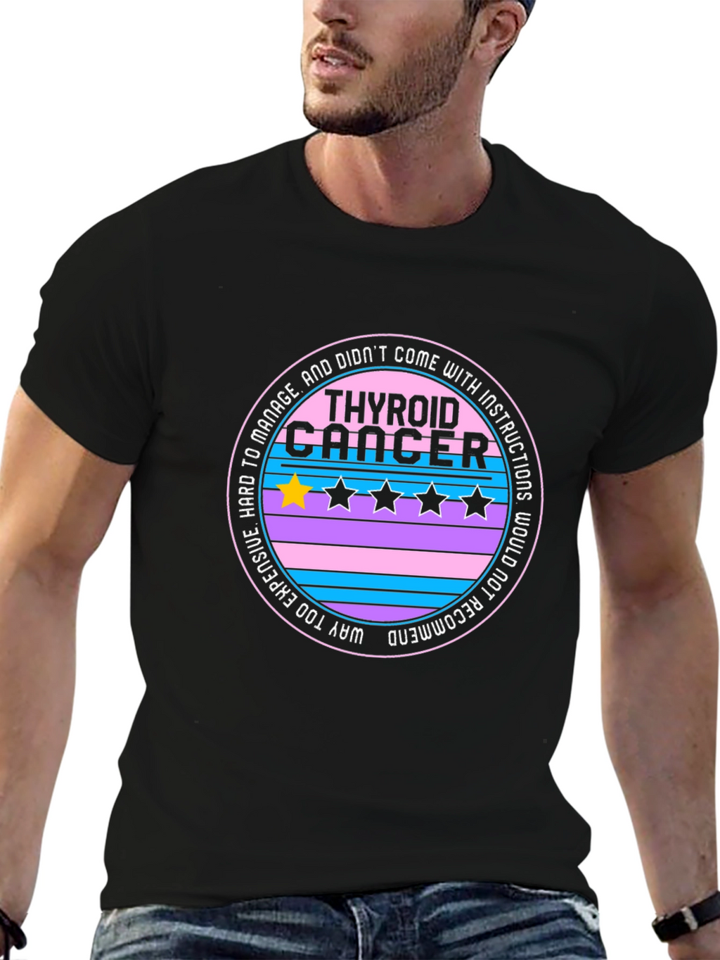 Thyroid Cancer One-Star Review Graphic T-Shirt
