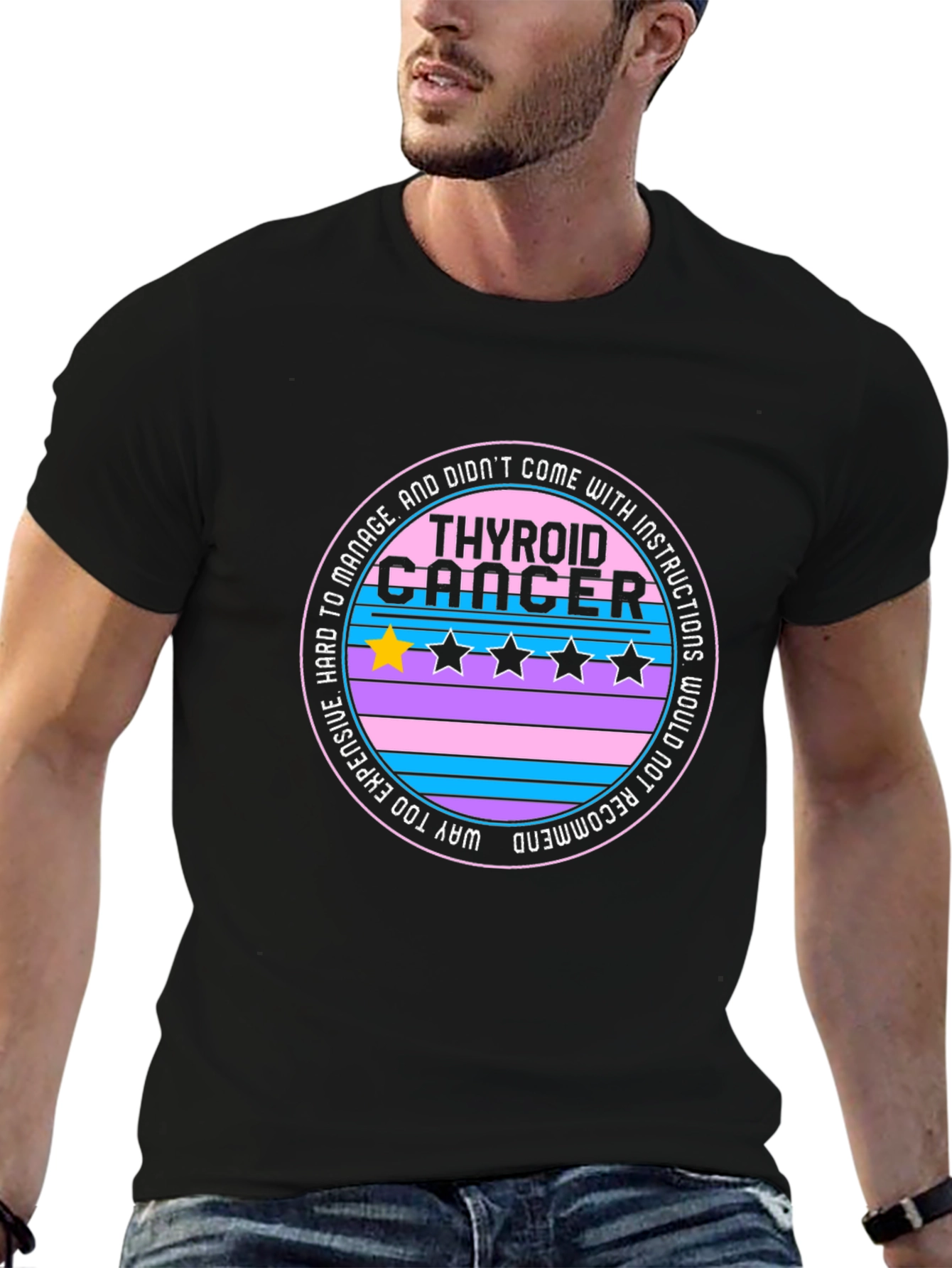 Thyroid Cancer One-Star Review Graphic T-Shirt