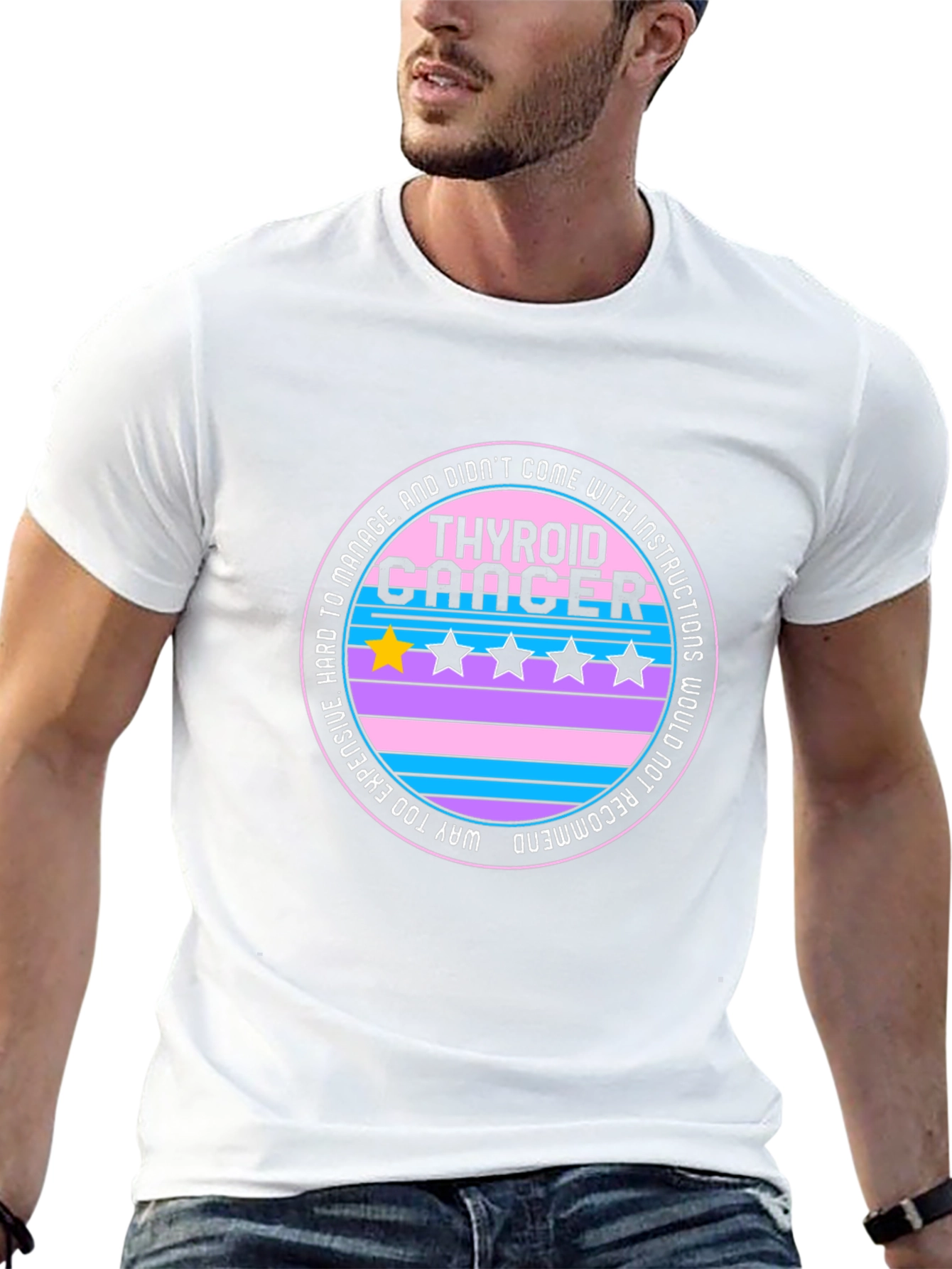 Thyroid Cancer One-Star Review Graphic T-Shirt