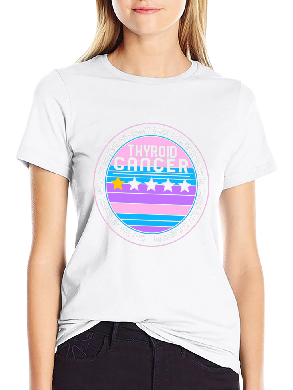 Thyroid Cancer One-Star Review Graphic T-Shirt