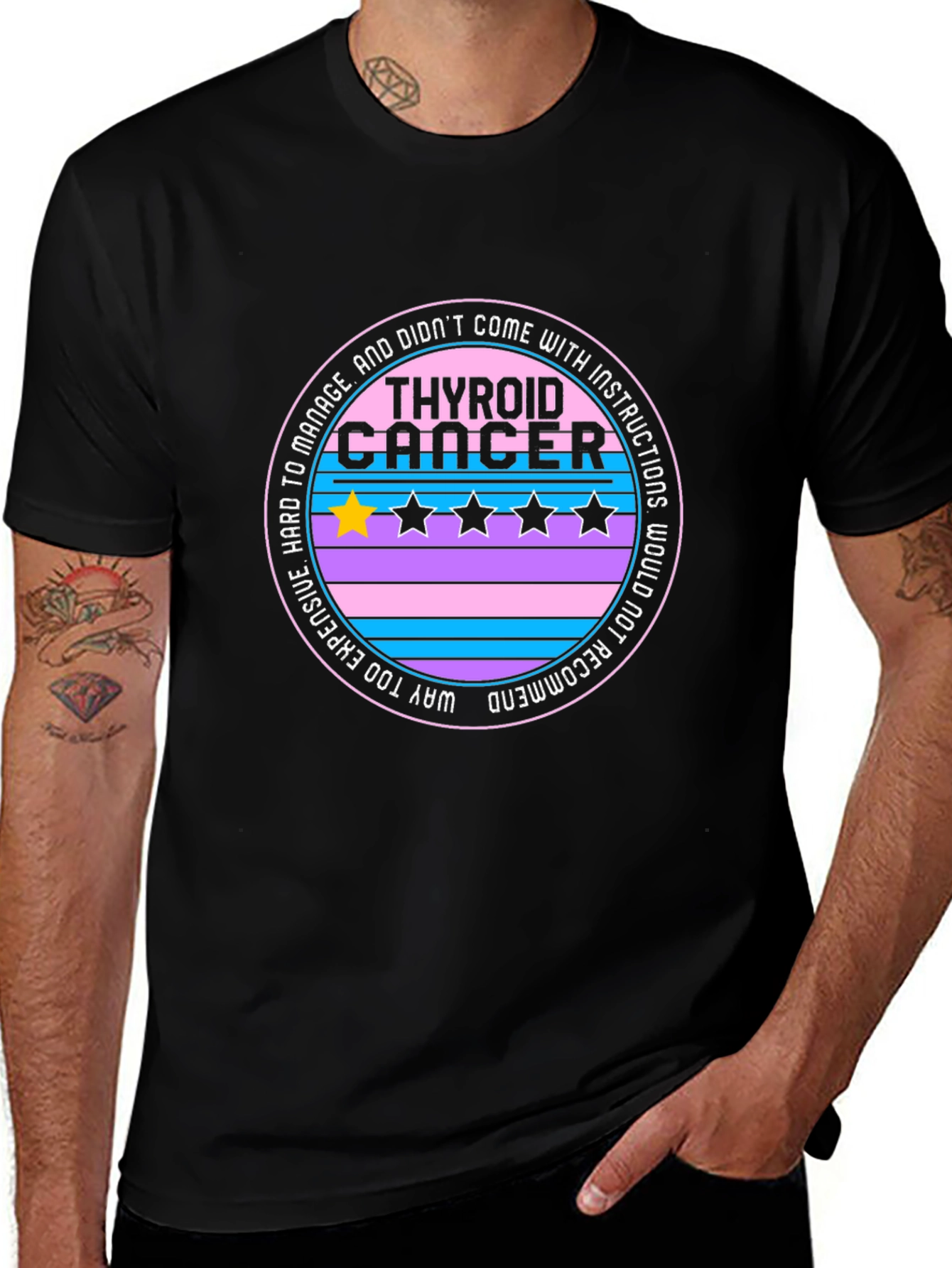 Thyroid Cancer One-Star Review Graphic T-Shirt