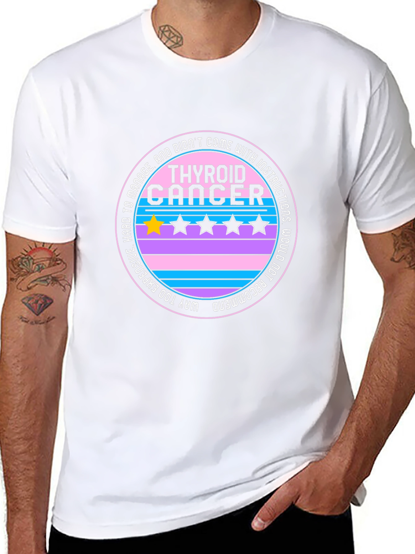 Thyroid Cancer One-Star Review Graphic T-Shirt