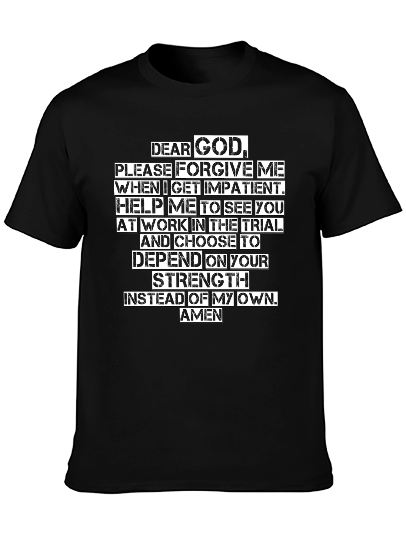 Dear God Prayer Black T-Shirt