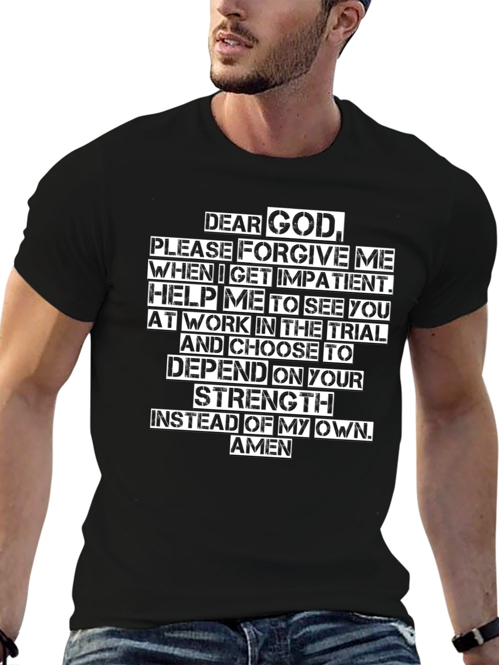 Dear God Prayer Black T-Shirt