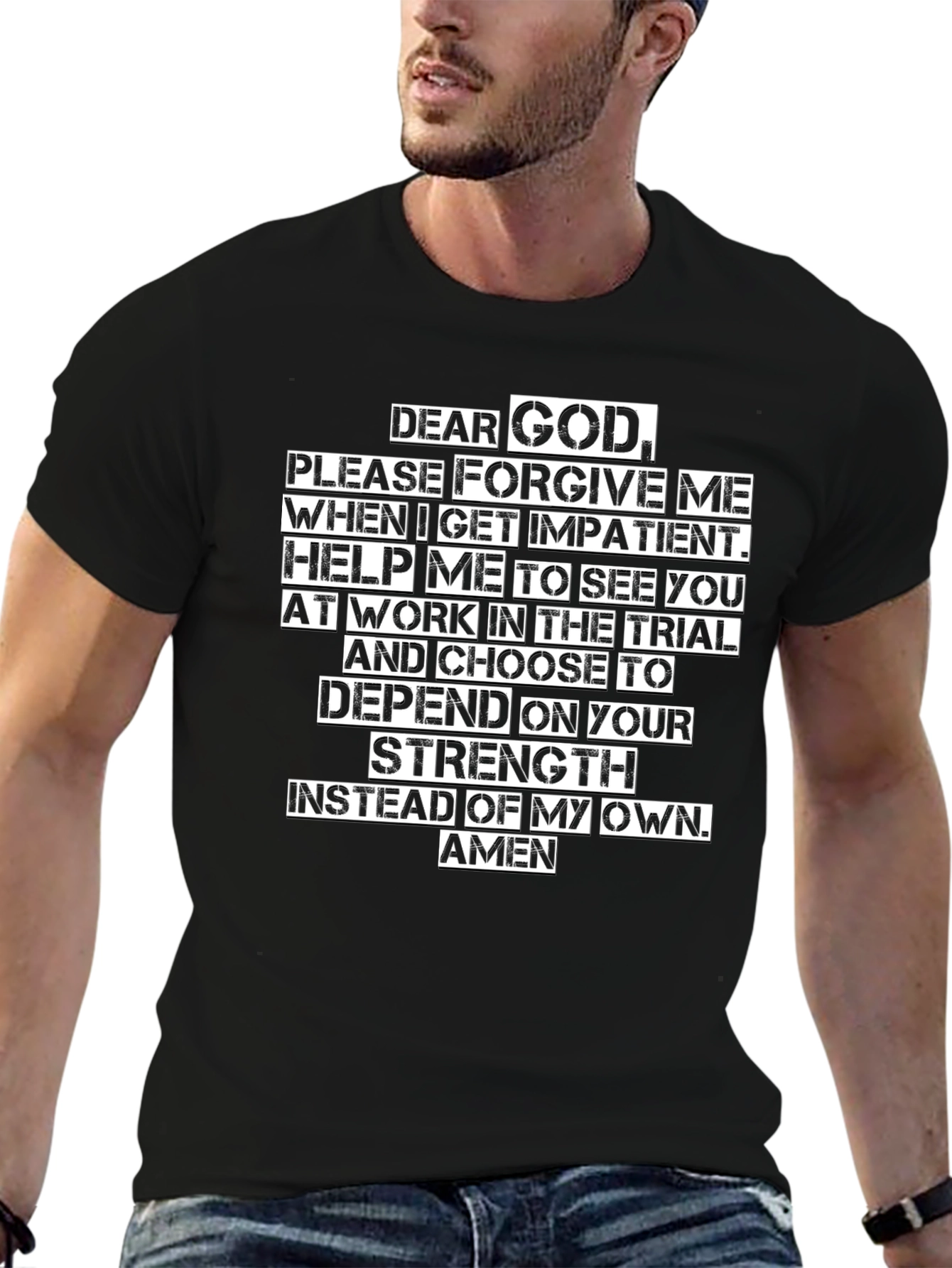 Dear God Prayer Black T-Shirt