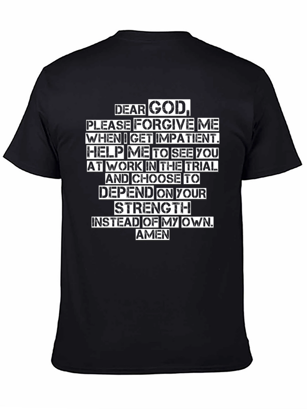Dear God Prayer Black T-Shirt