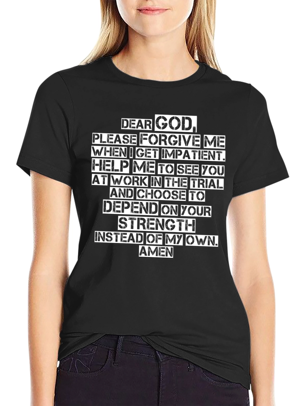 Dear God Prayer Black T-Shirt