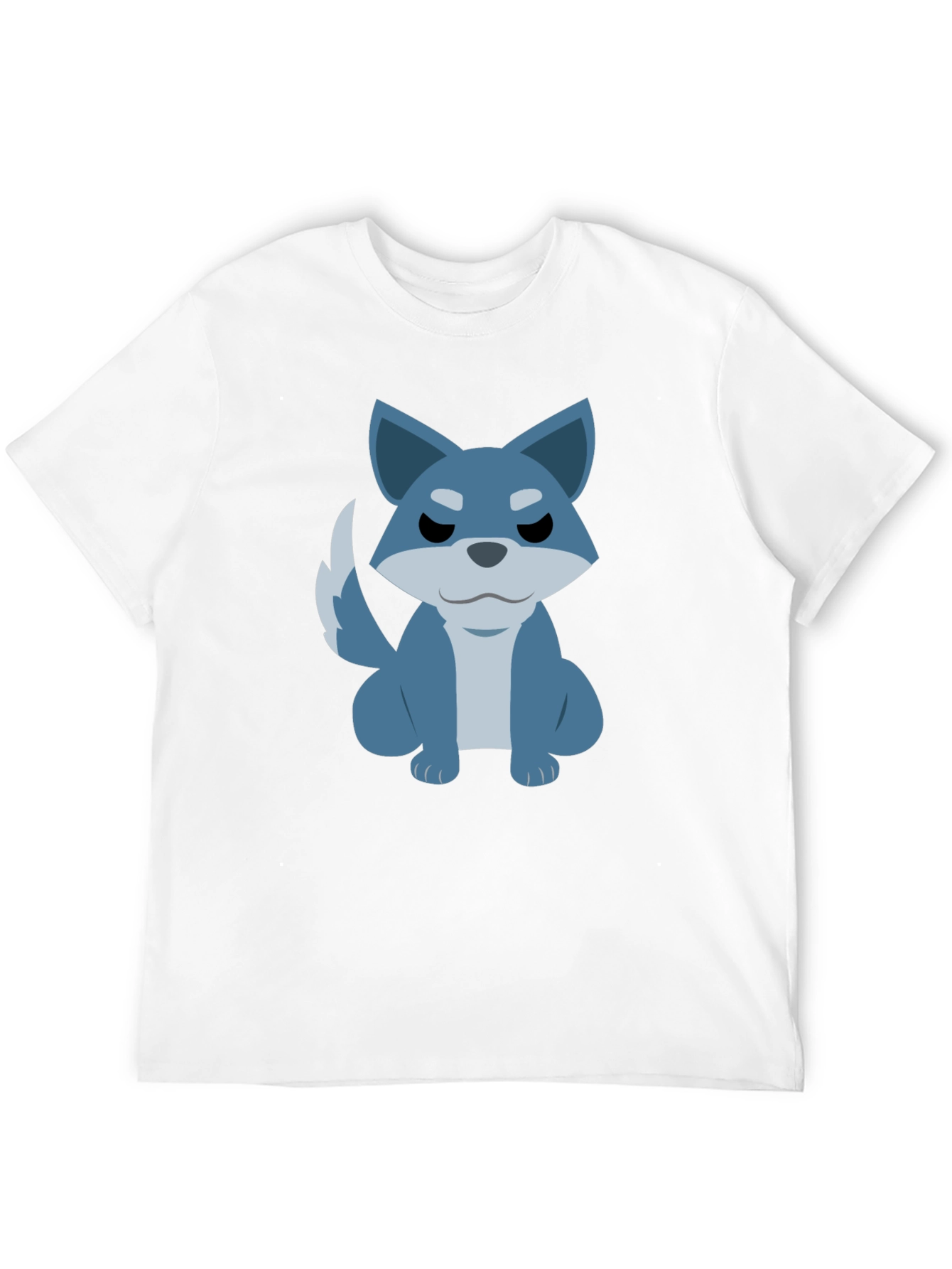 Cartoon Wolf Graphic Tee - Casual Black T-Shirt