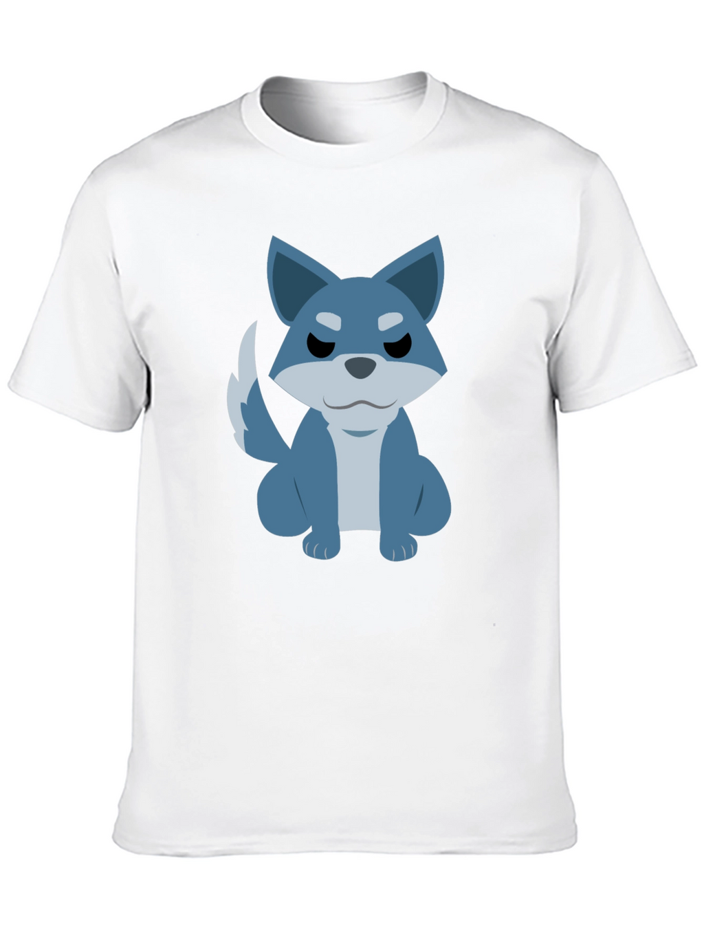Cartoon Wolf Graphic Tee - Casual Black T-Shirt