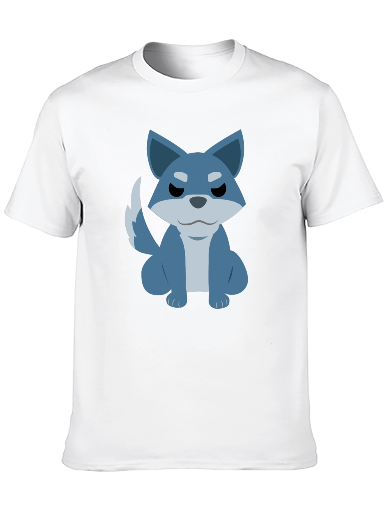 Cartoon Wolf Graphic Tee - Casual Black T-Shirt
