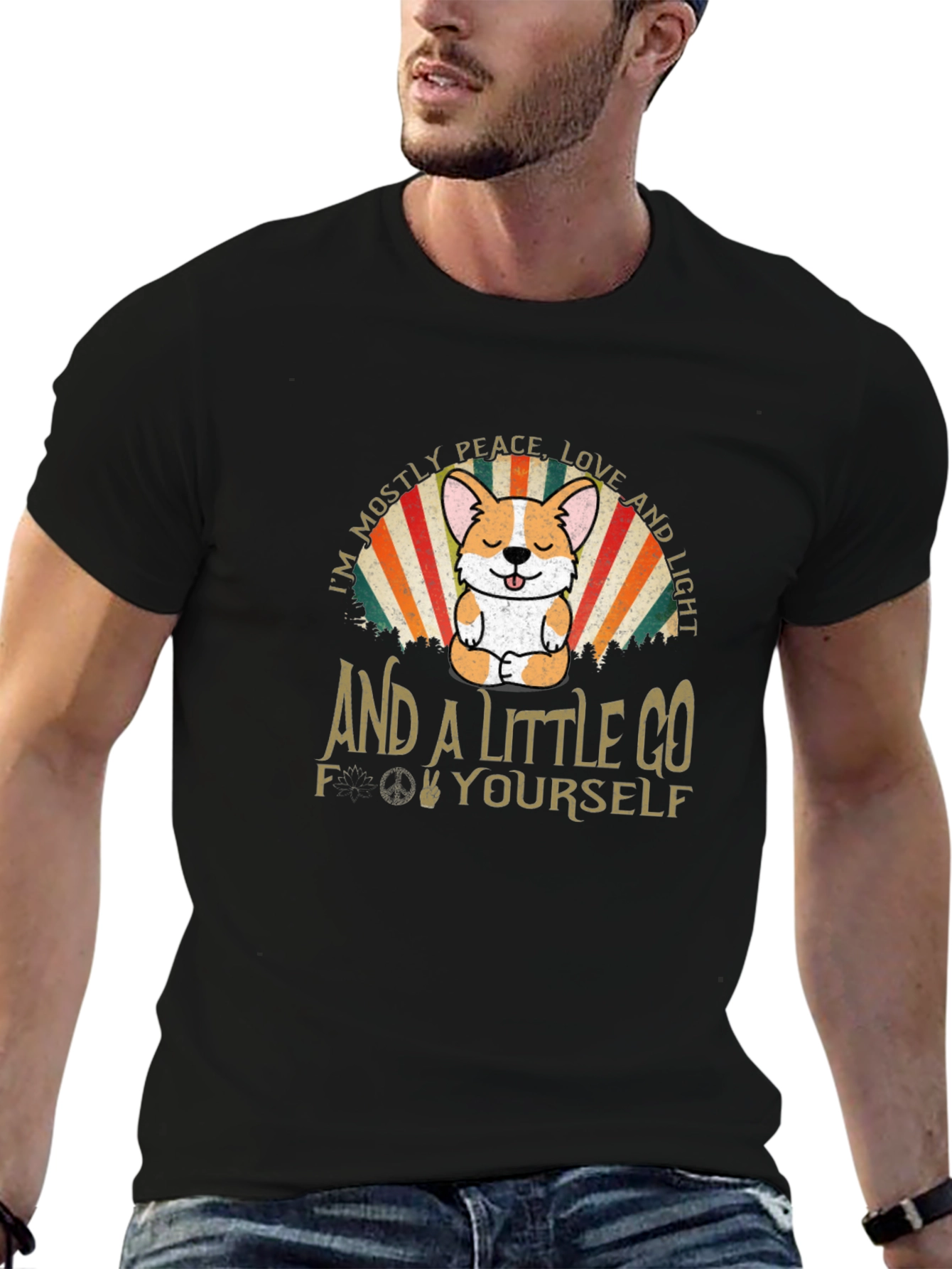 Peace Love & Corgi Graphic Tee