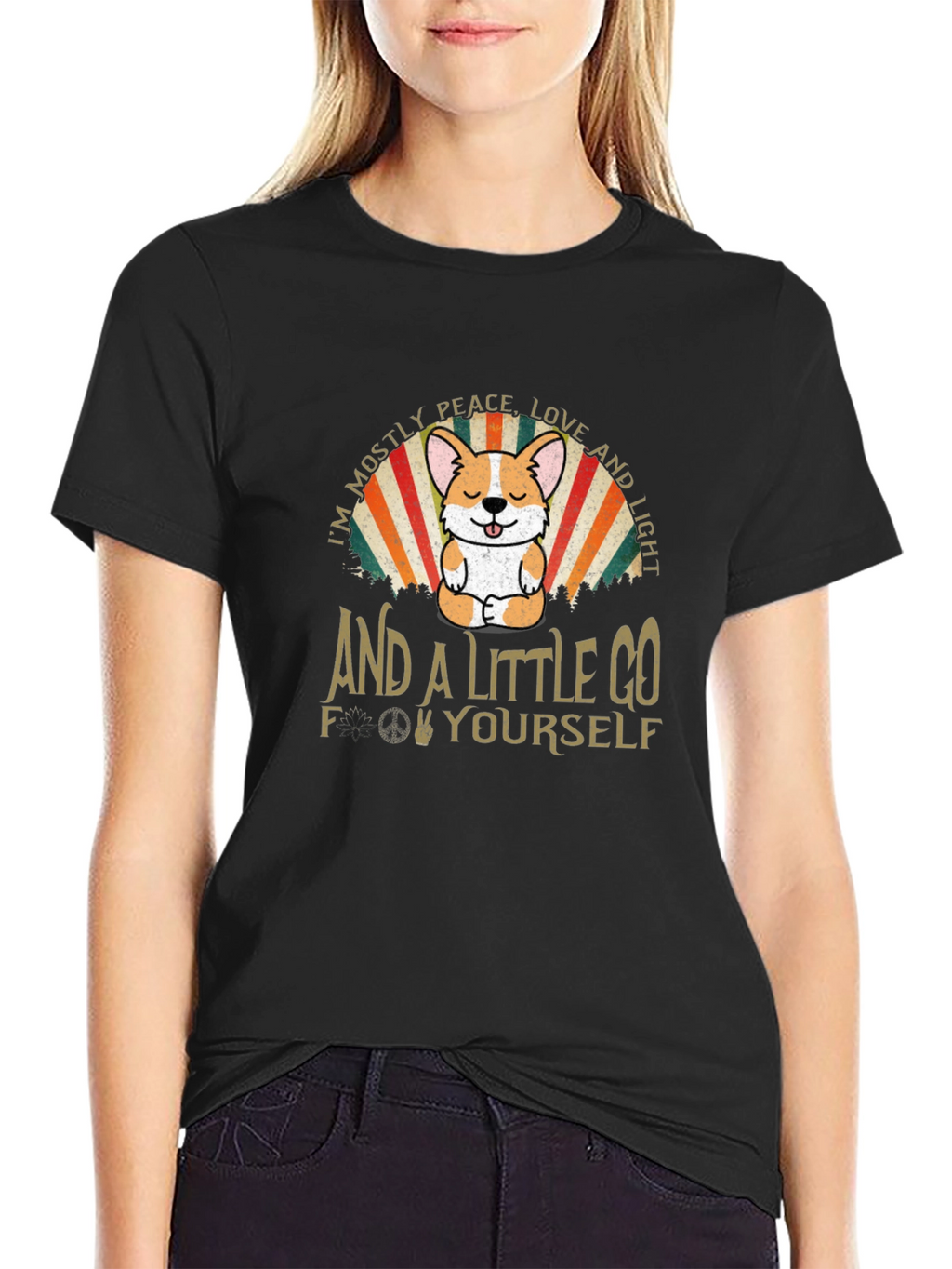 Peace Love & Corgi Graphic Tee
