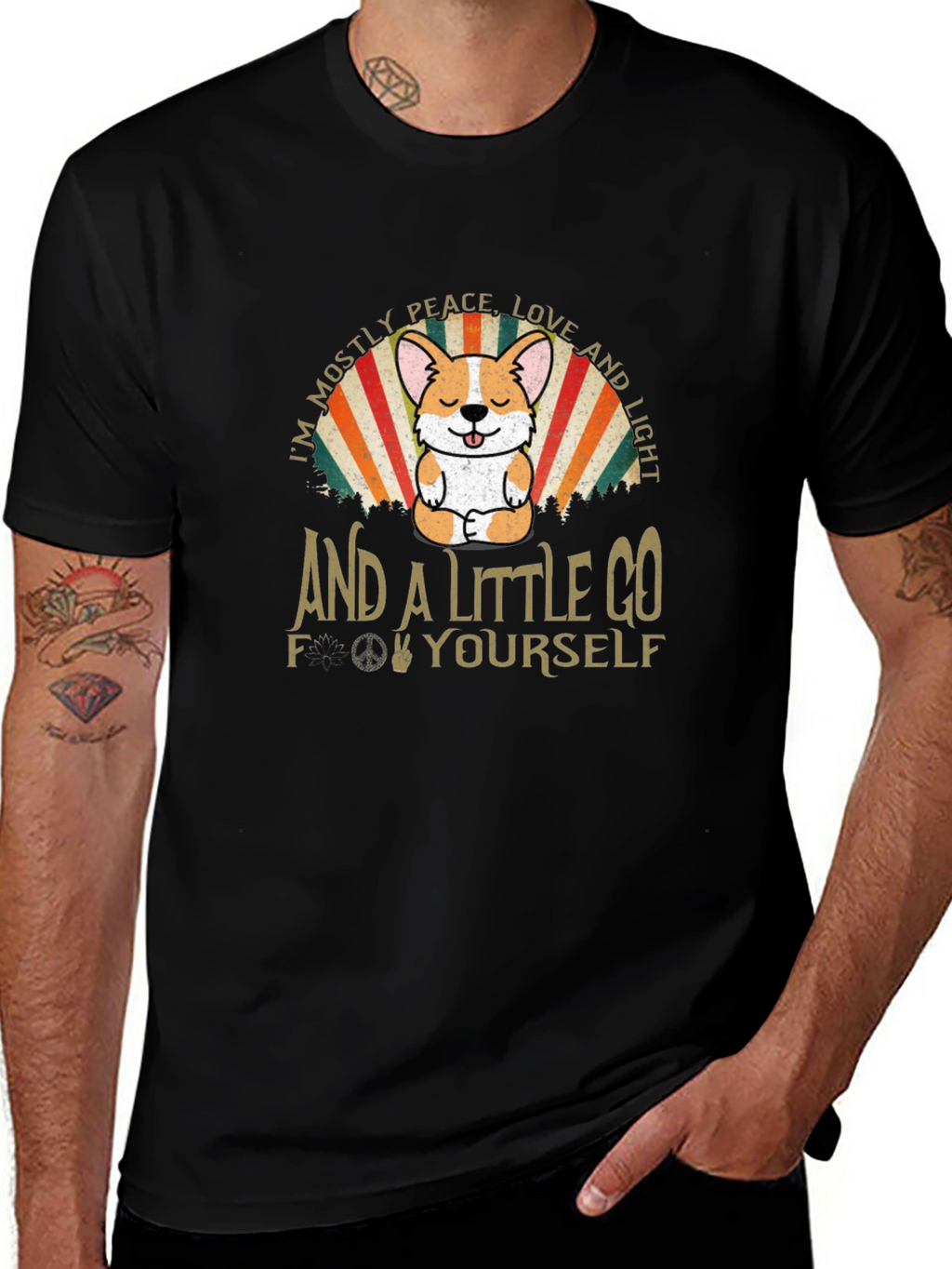 Peace Love & Corgi Graphic Tee