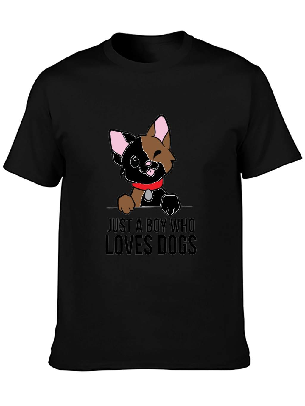 Boy Who Loves Dogs Graphic Tee - Black