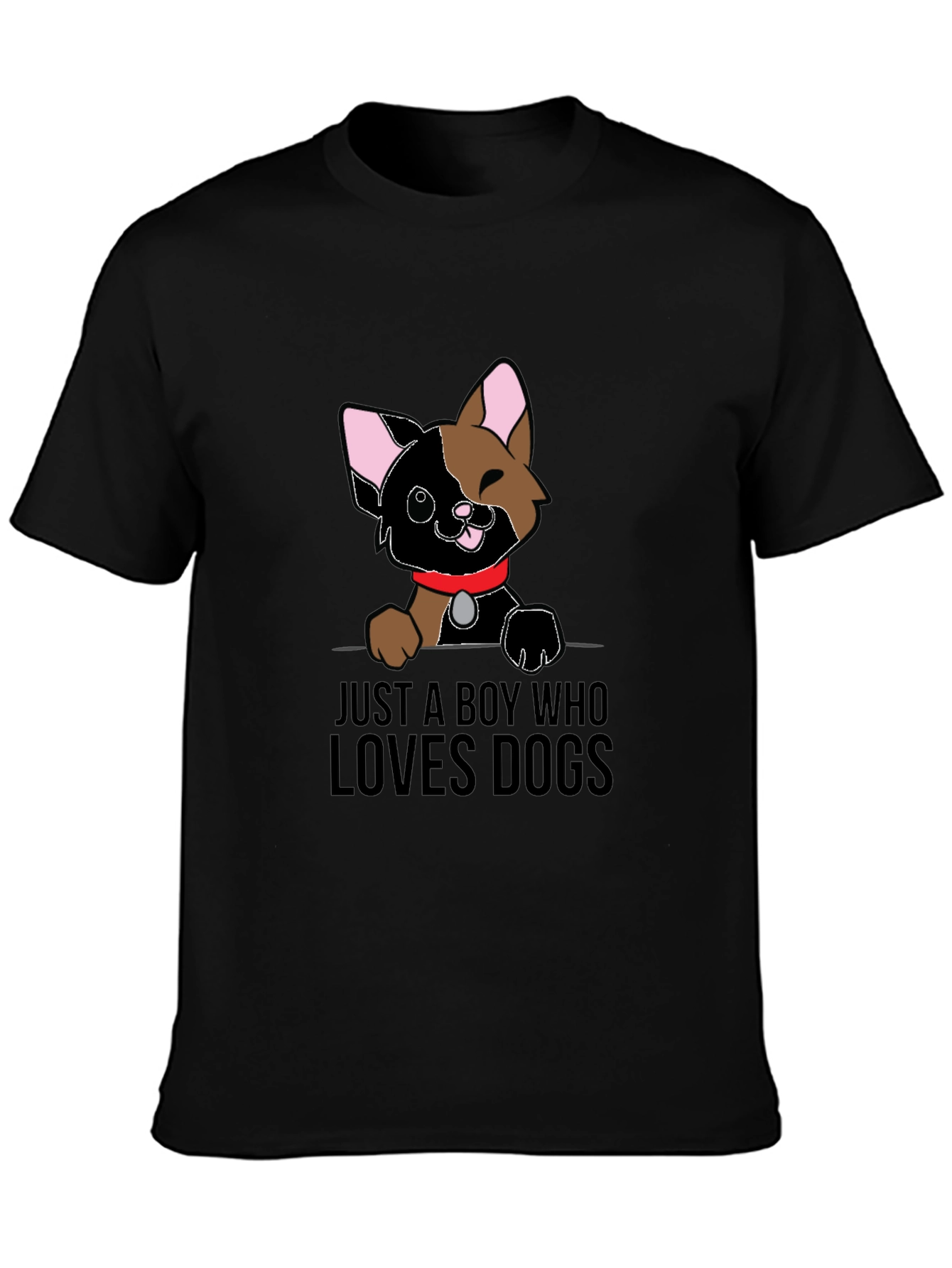 Boy Who Loves Dogs Graphic Tee - Black